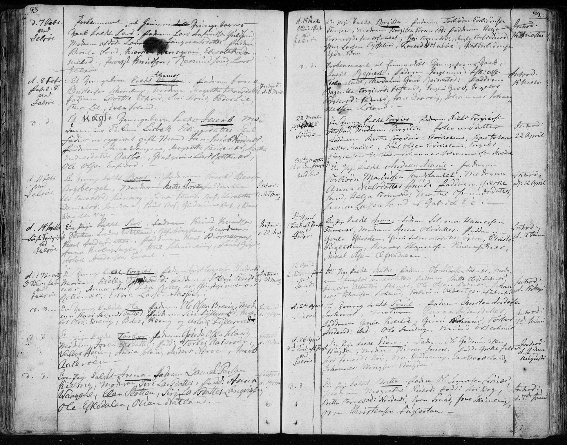 Jelsa sokneprestkontor, SAST/A-101842/01/IV: Parish register (official) no. A 4, 1796-1816, p. 93-94
