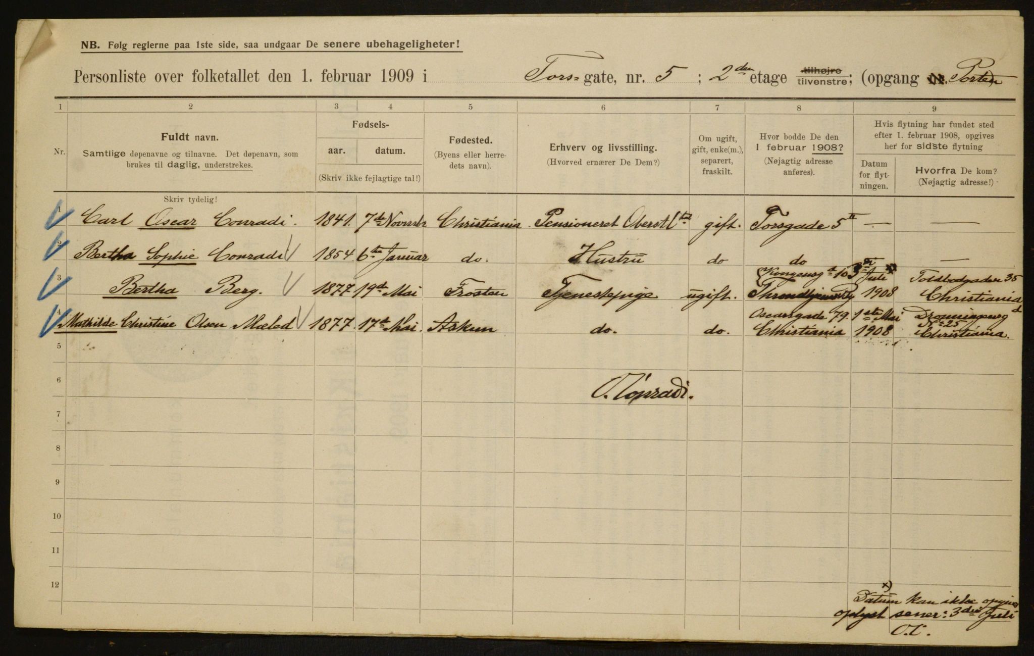 OBA, Municipal Census 1909 for Kristiania, 1909, p. 103787