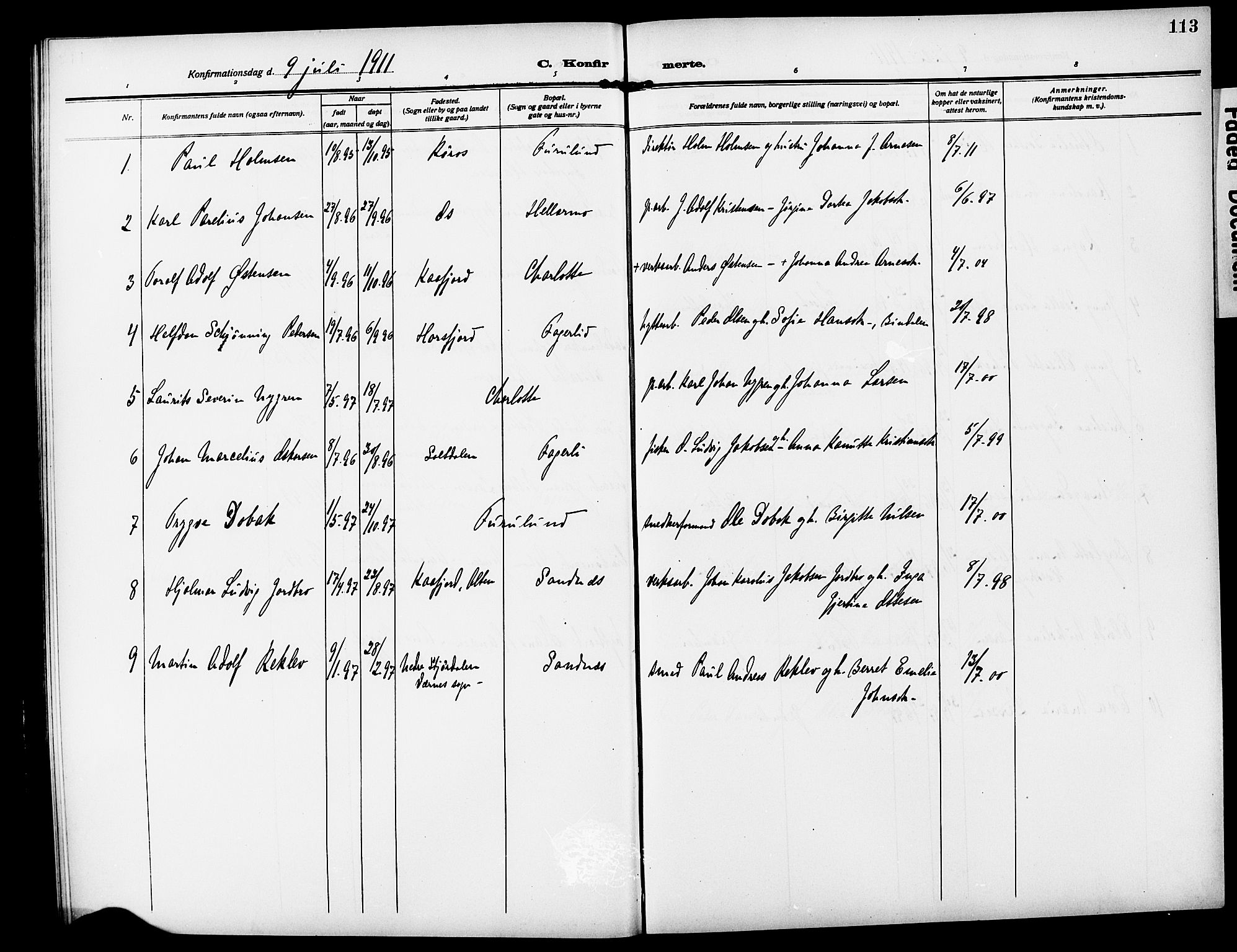 Ministerialprotokoller, klokkerbøker og fødselsregistre - Nordland, AV/SAT-A-1459/850/L0710: Parish register (official) no. 850A02, 1910-1920, p. 113