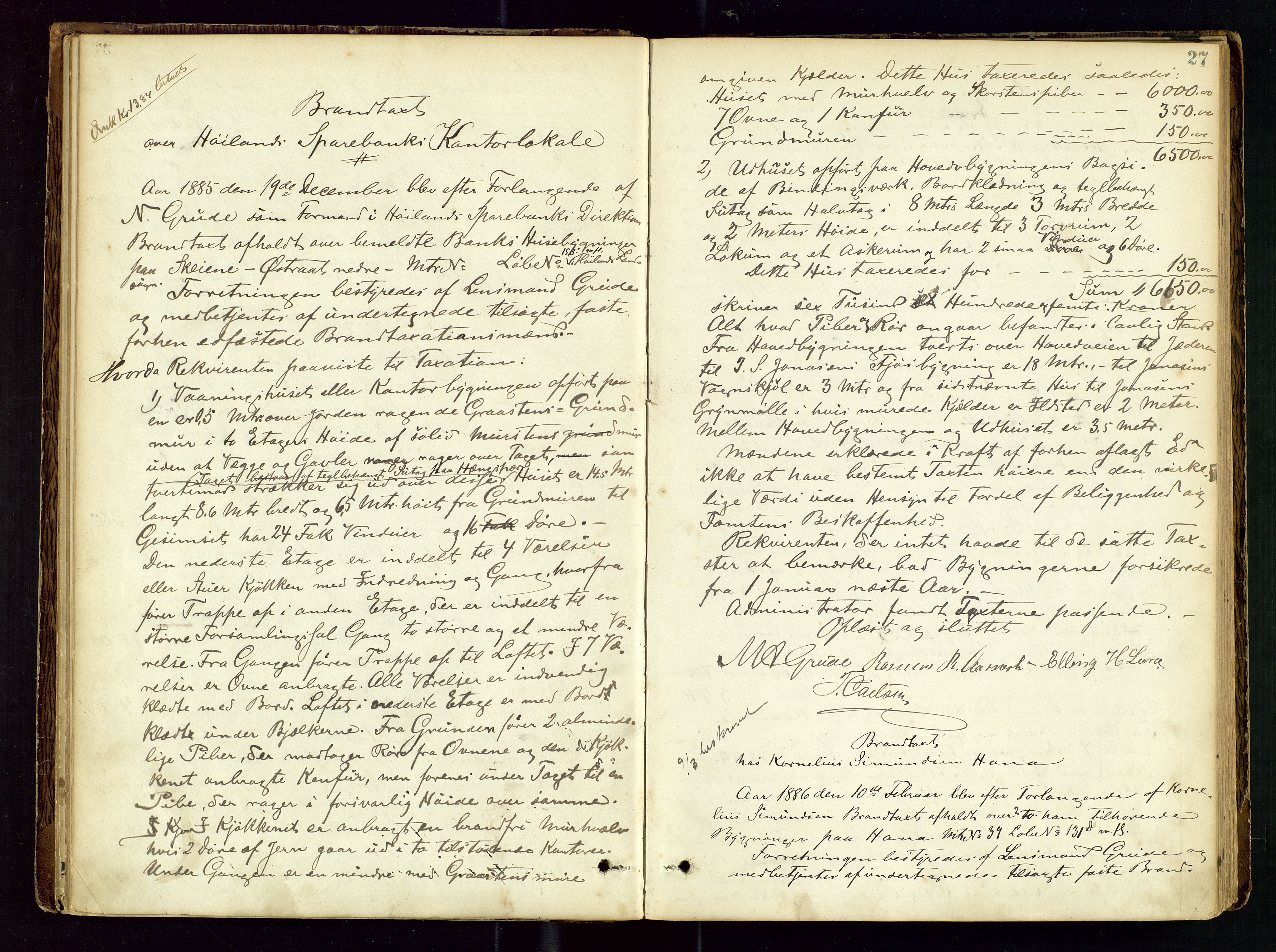 Høyland/Sandnes lensmannskontor, SAST/A-100166/Goa/L0002: "Brandtaxtprotokol for Landafdelingen i Høiland", 1880-1917, p. 26b-27a