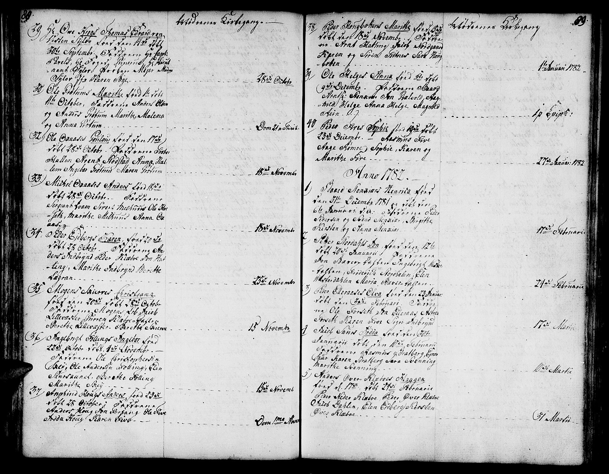 Ministerialprotokoller, klokkerbøker og fødselsregistre - Nord-Trøndelag, SAT/A-1458/746/L0440: Parish register (official) no. 746A02, 1760-1815, p. 88-89