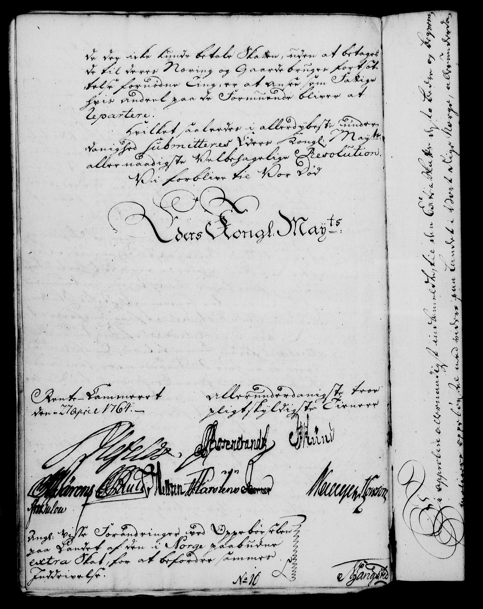 Rentekammeret, Kammerkanselliet, RA/EA-3111/G/Gf/Gfa/L0046: Norsk relasjons- og resolusjonsprotokoll (merket RK 52.46), 1764, p. 159