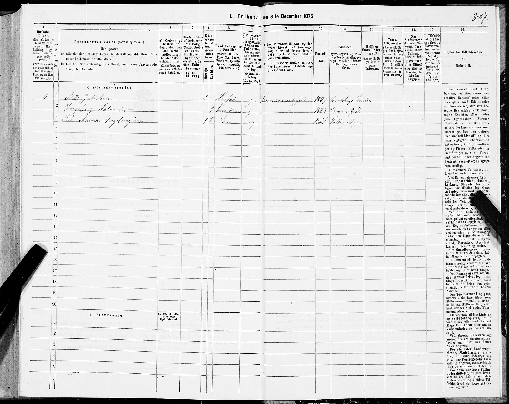 SAT, 1875 census for 1729P Inderøy, 1875, p. 5307