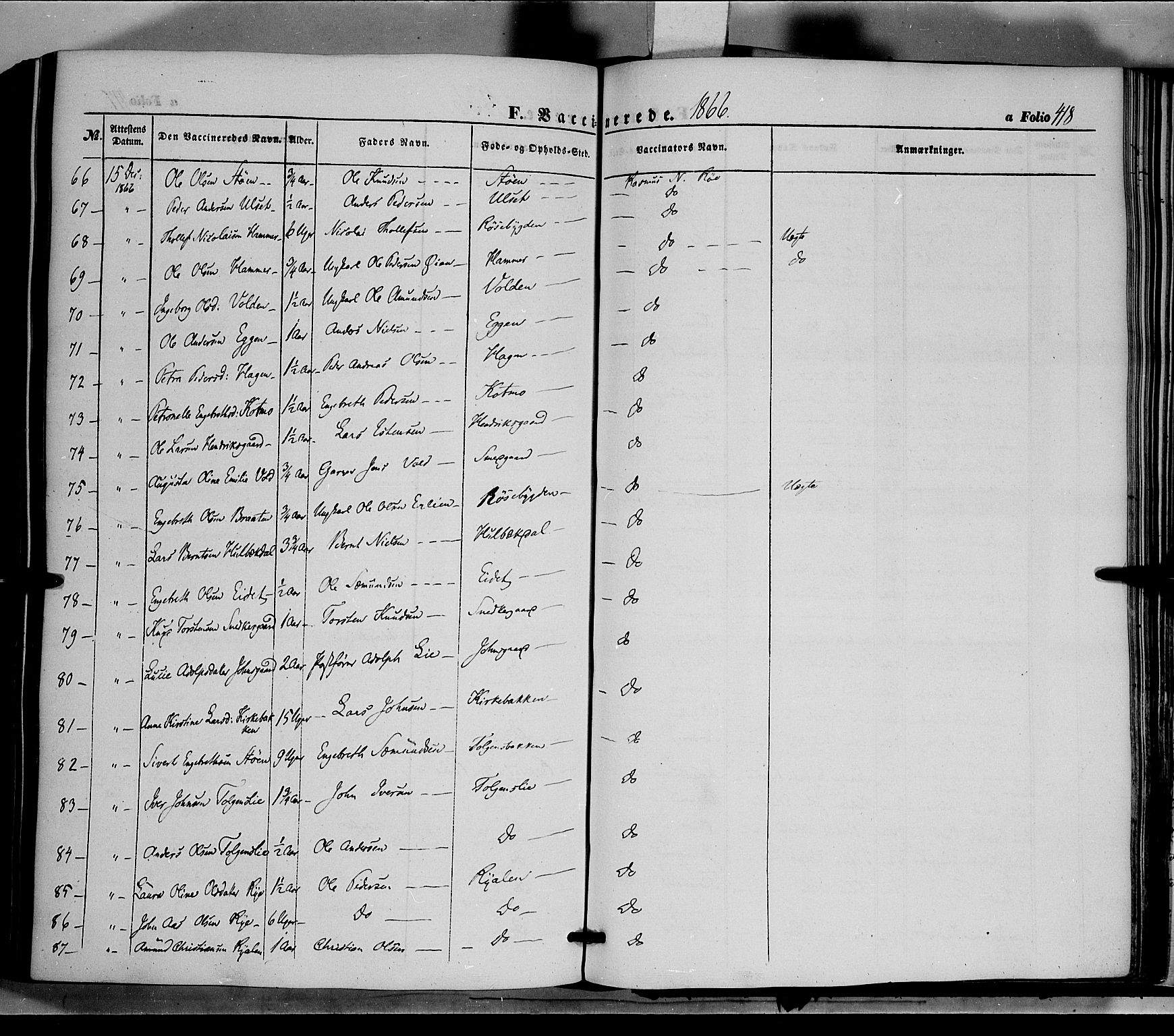 Tolga prestekontor, AV/SAH-PREST-062/K/L0006: Parish register (official) no. 6, 1852-1876, p. 418