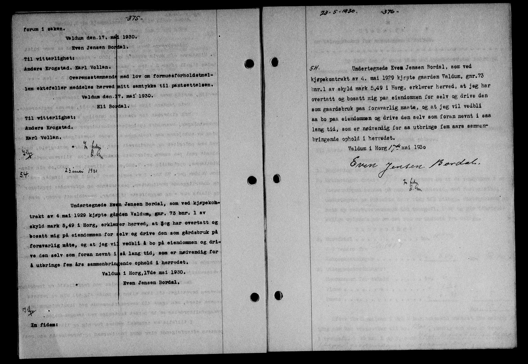 Gauldal sorenskriveri, SAT/A-0014/1/2/2C/L0039: Mortgage book no. 40, 1930-1930, Deed date: 23.05.1930