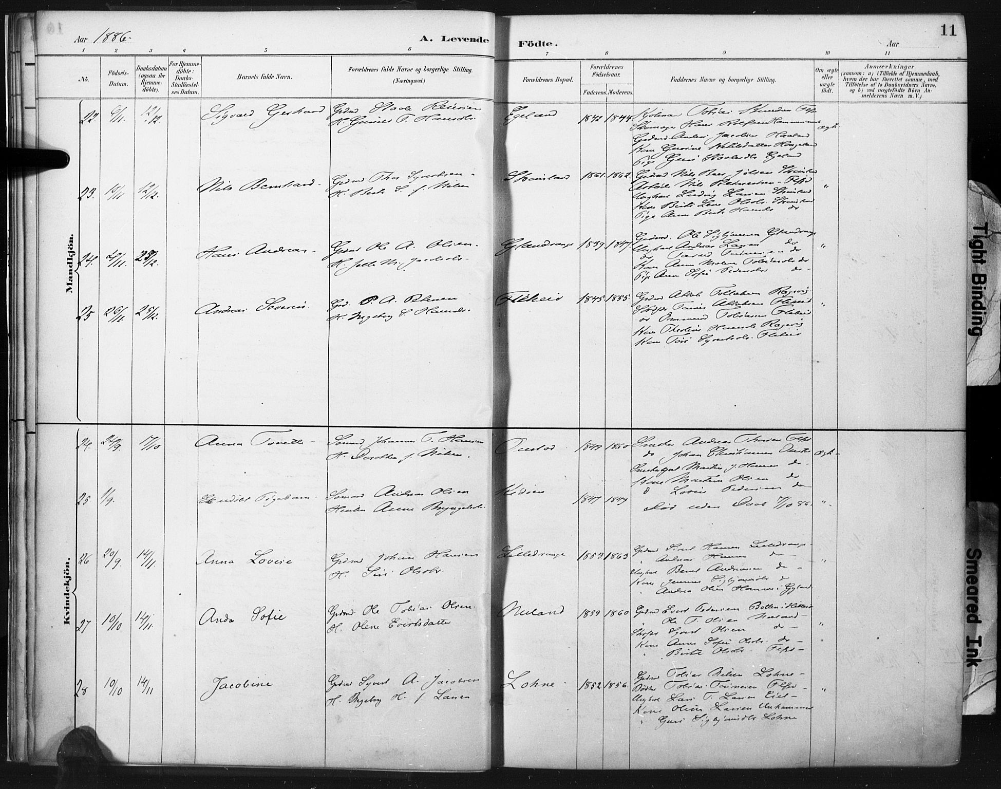 Flekkefjord sokneprestkontor, AV/SAK-1111-0012/F/Fa/Fac/L0008: Parish register (official) no. A 8, 1885-1898, p. 11