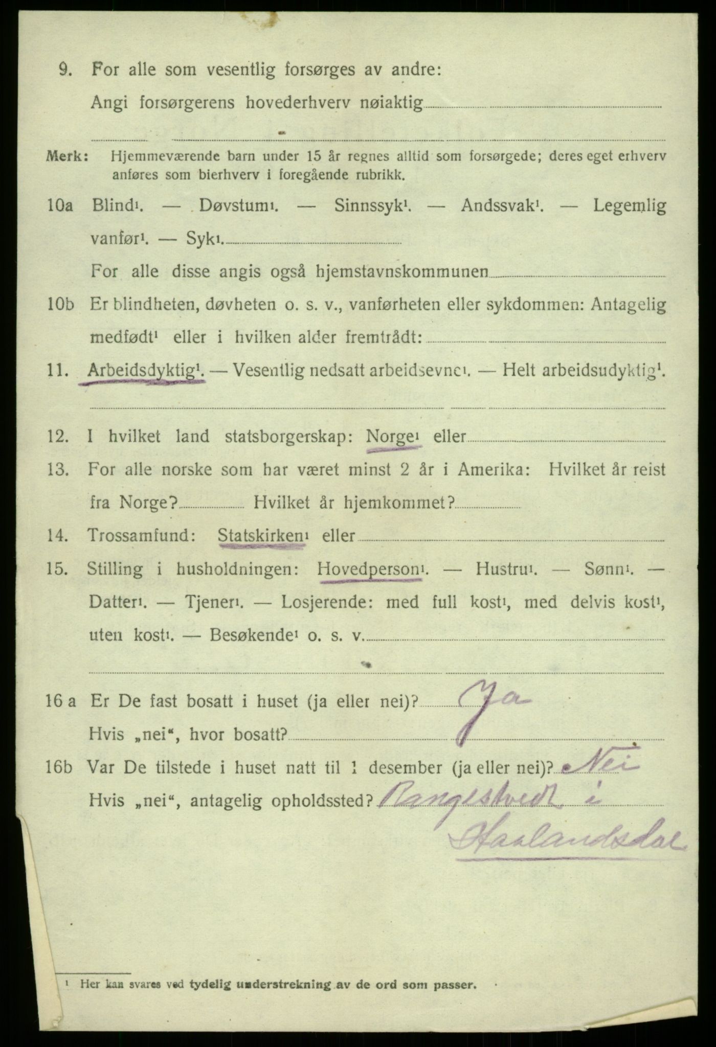 SAB, 1920 census for Hålandsdal, 1920, p. 661