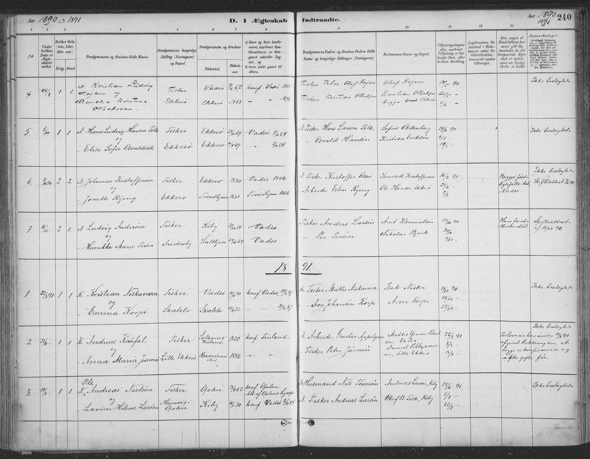 Vadsø sokneprestkontor, SATØ/S-1325/H/Ha/L0009kirke: Parish register (official) no. 9, 1881-1917, p. 240