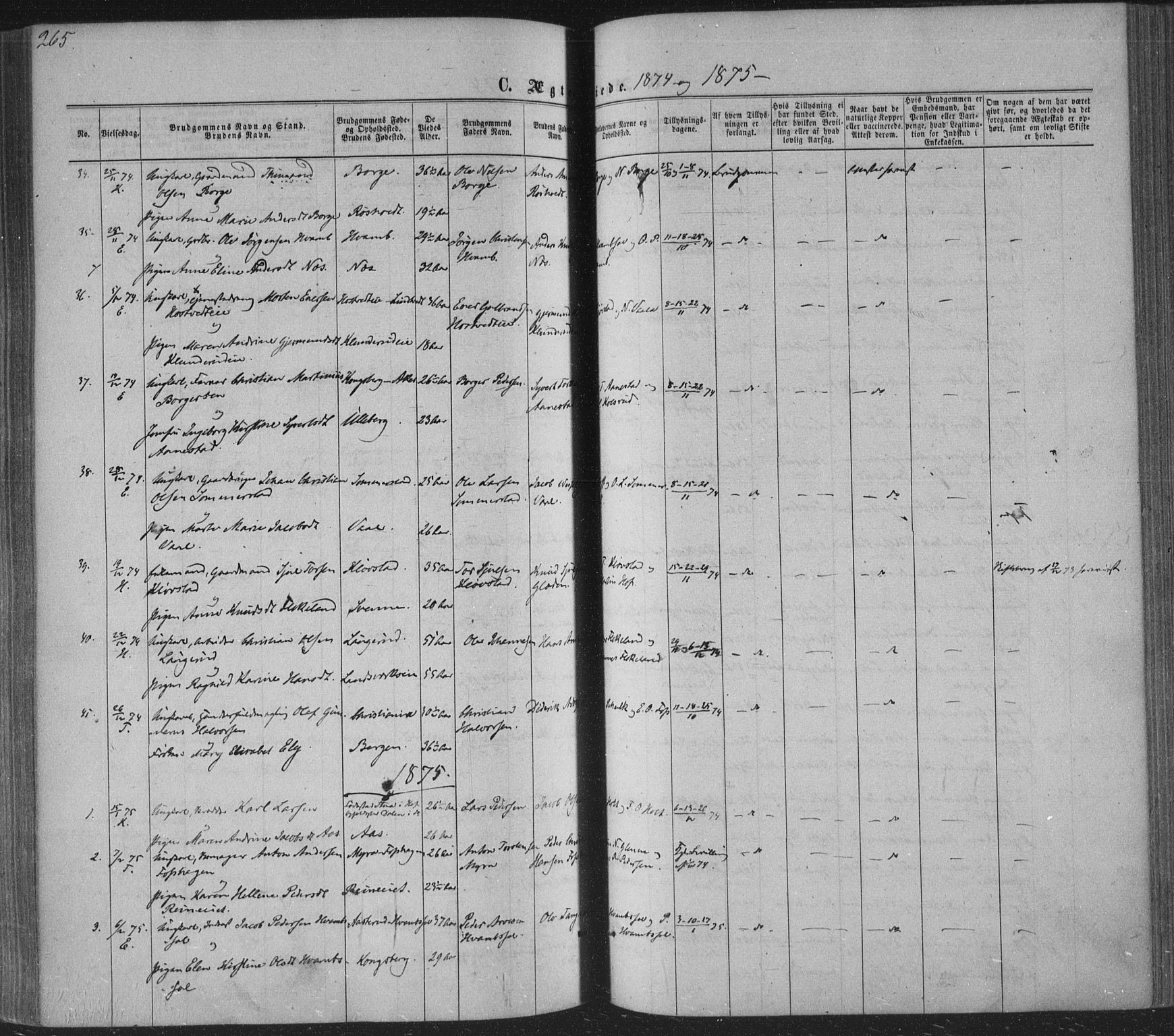 Sandsvær kirkebøker, AV/SAKO-A-244/F/Fa/L0007: Parish register (official) no. I 7, 1869-1877, p. 265