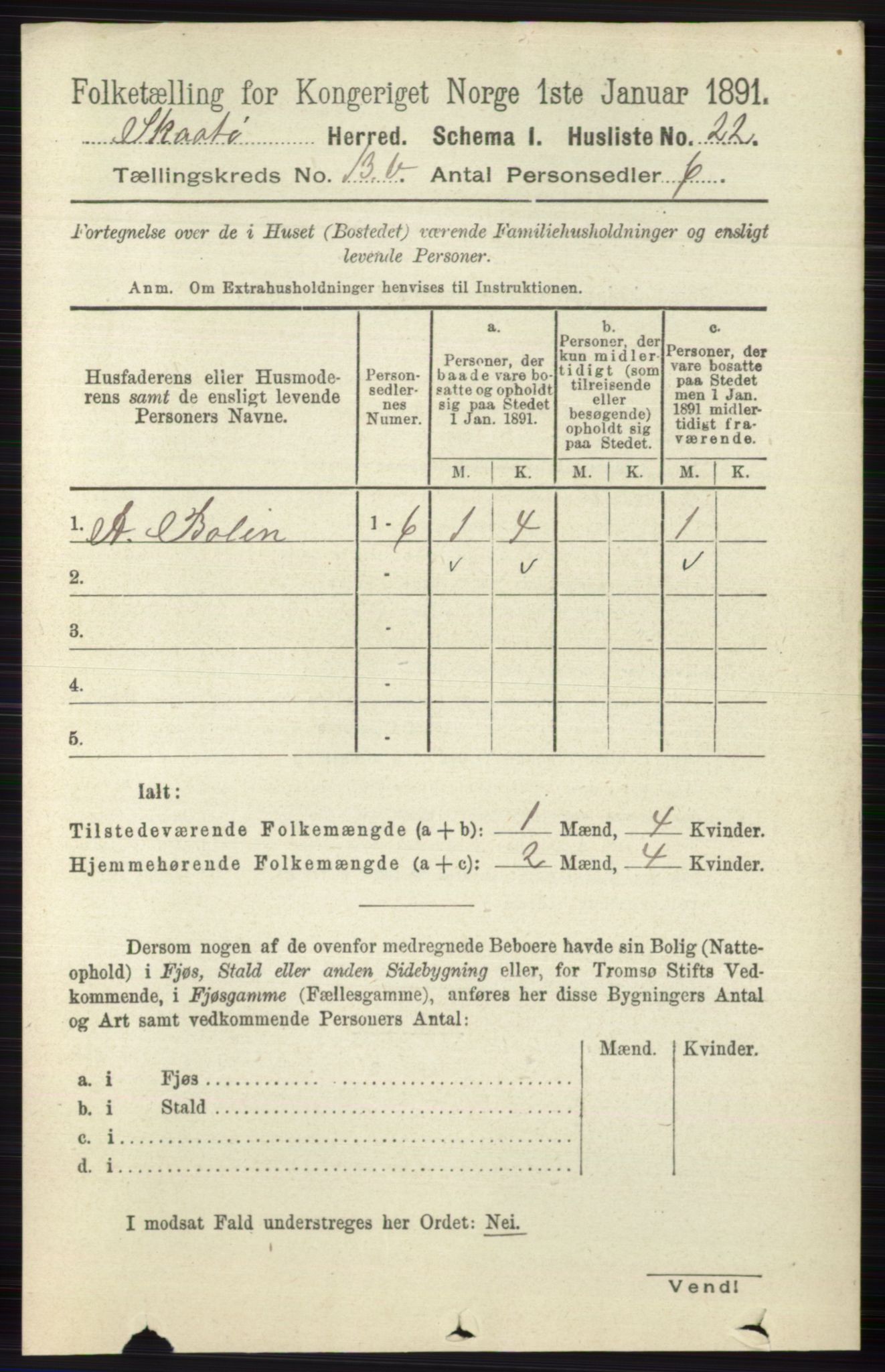 RA, 1891 census for 0815 Skåtøy, 1891, p. 4835