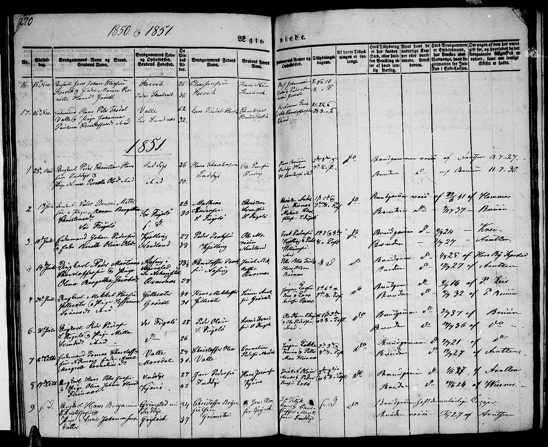 Ministerialprotokoller, klokkerbøker og fødselsregistre - Nordland, SAT/A-1459/805/L0106: Parish register (copy) no. 805C02, 1841-1861, p. 270