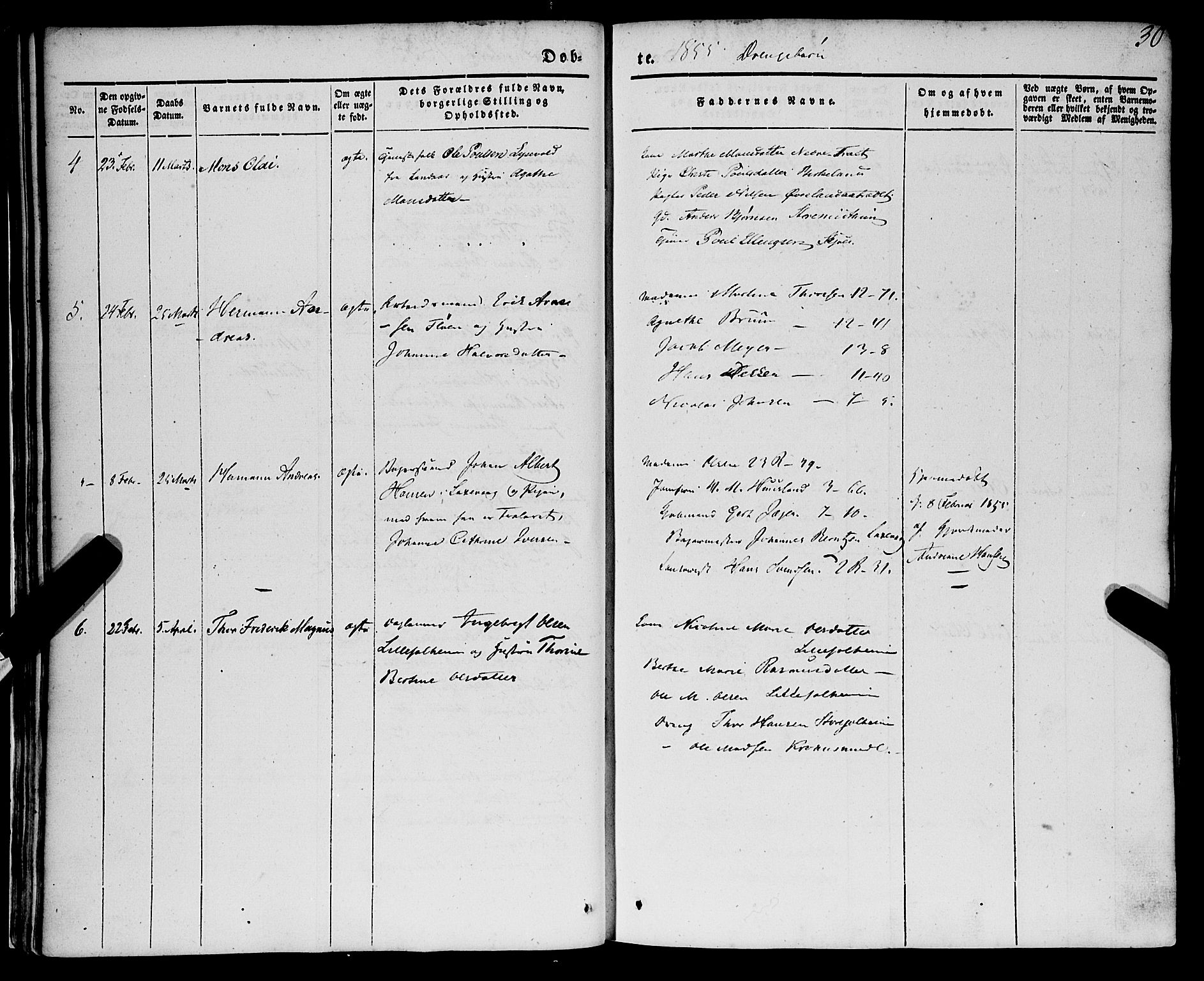 St. Jørgens hospital og Årstad sokneprestembete, AV/SAB-A-99934: Parish register (official) no. A 4, 1844-1863, p. 30