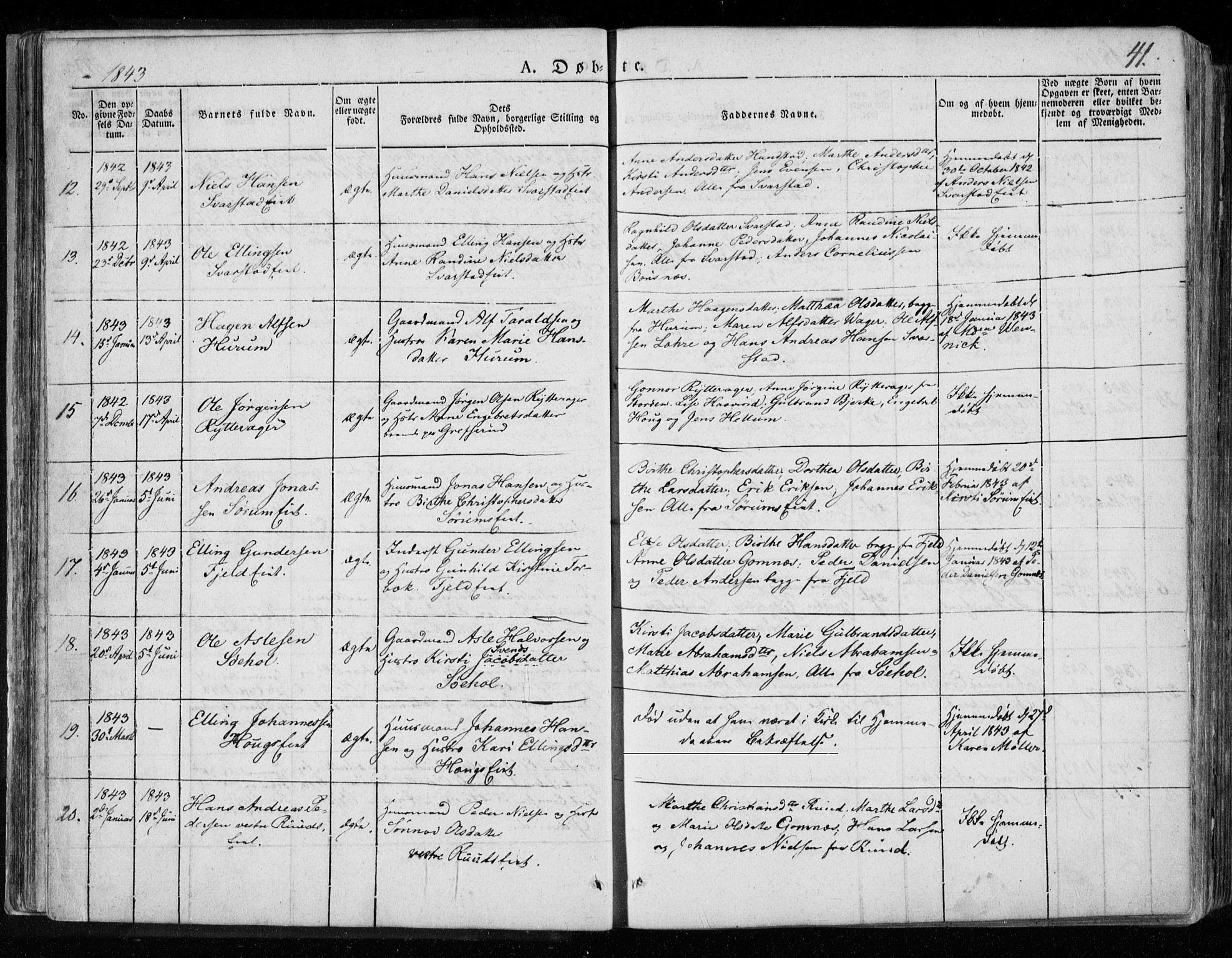 Hole kirkebøker, SAKO/A-228/F/Fa/L0005: Parish register (official) no. I 5, 1833-1851, p. 41
