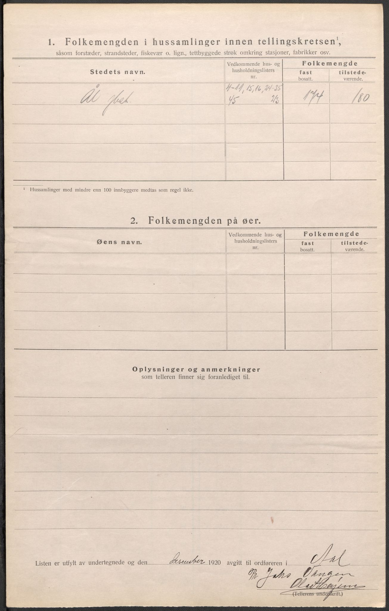 SAKO, 1920 census for Ål, 1920, p. 40