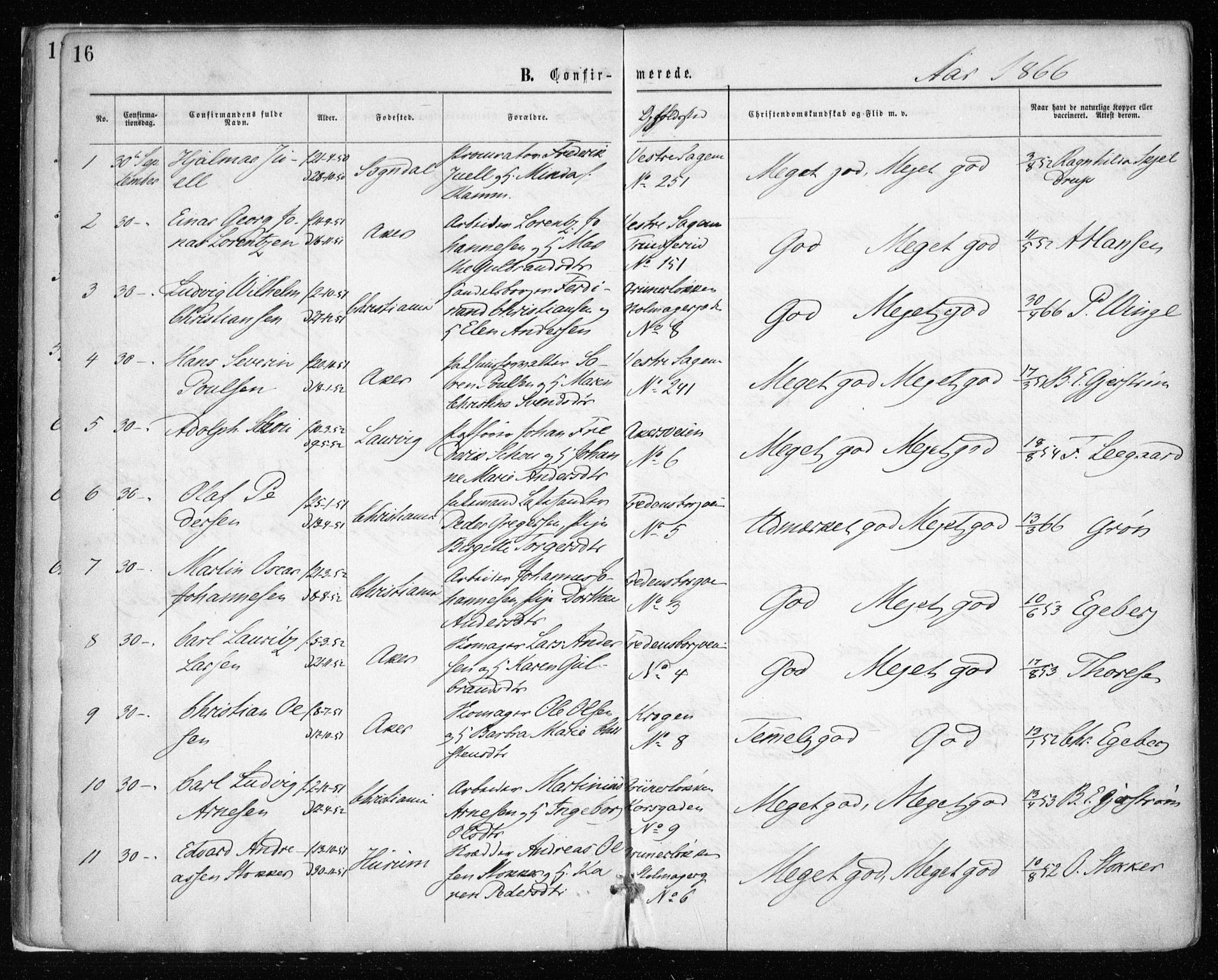 Gamle Aker prestekontor Kirkebøker, AV/SAO-A-10617a/F/L0003: Parish register (official) no. 3, 1865-1873, p. 16