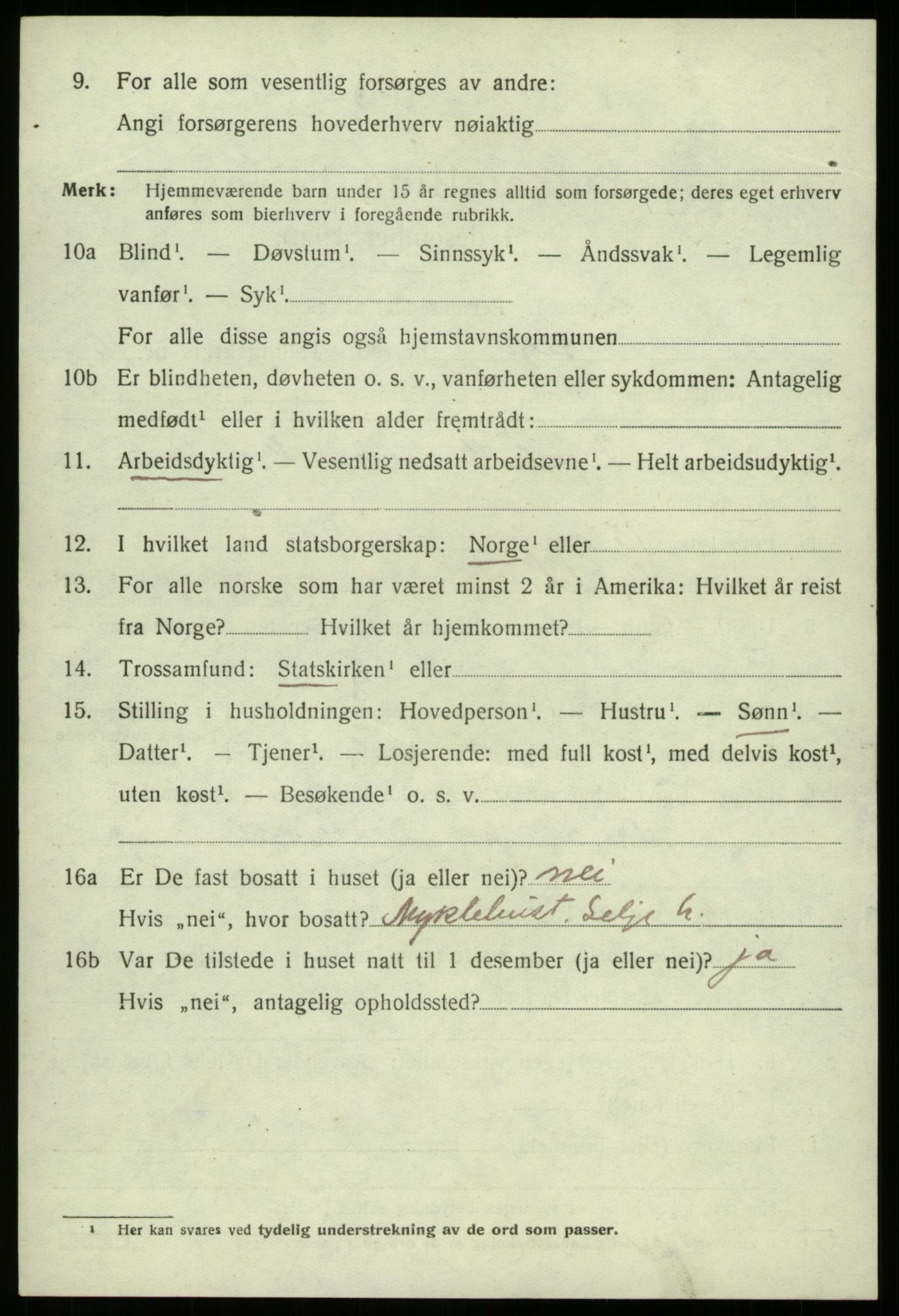 SAB, 1920 census for Selje, 1920, p. 7506