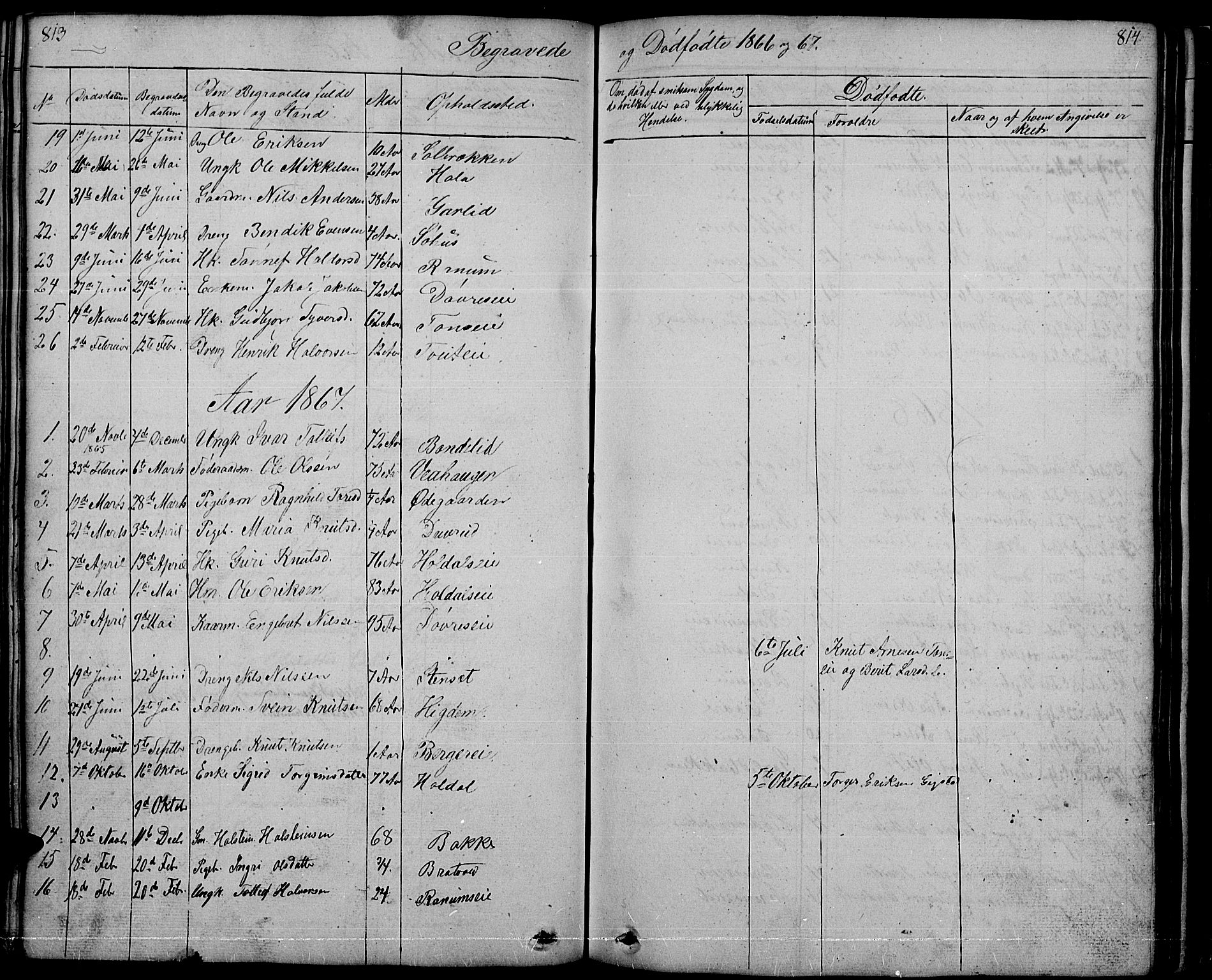 Nord-Aurdal prestekontor, SAH/PREST-132/H/Ha/Hab/L0001: Parish register (copy) no. 1, 1834-1887, p. 813-814