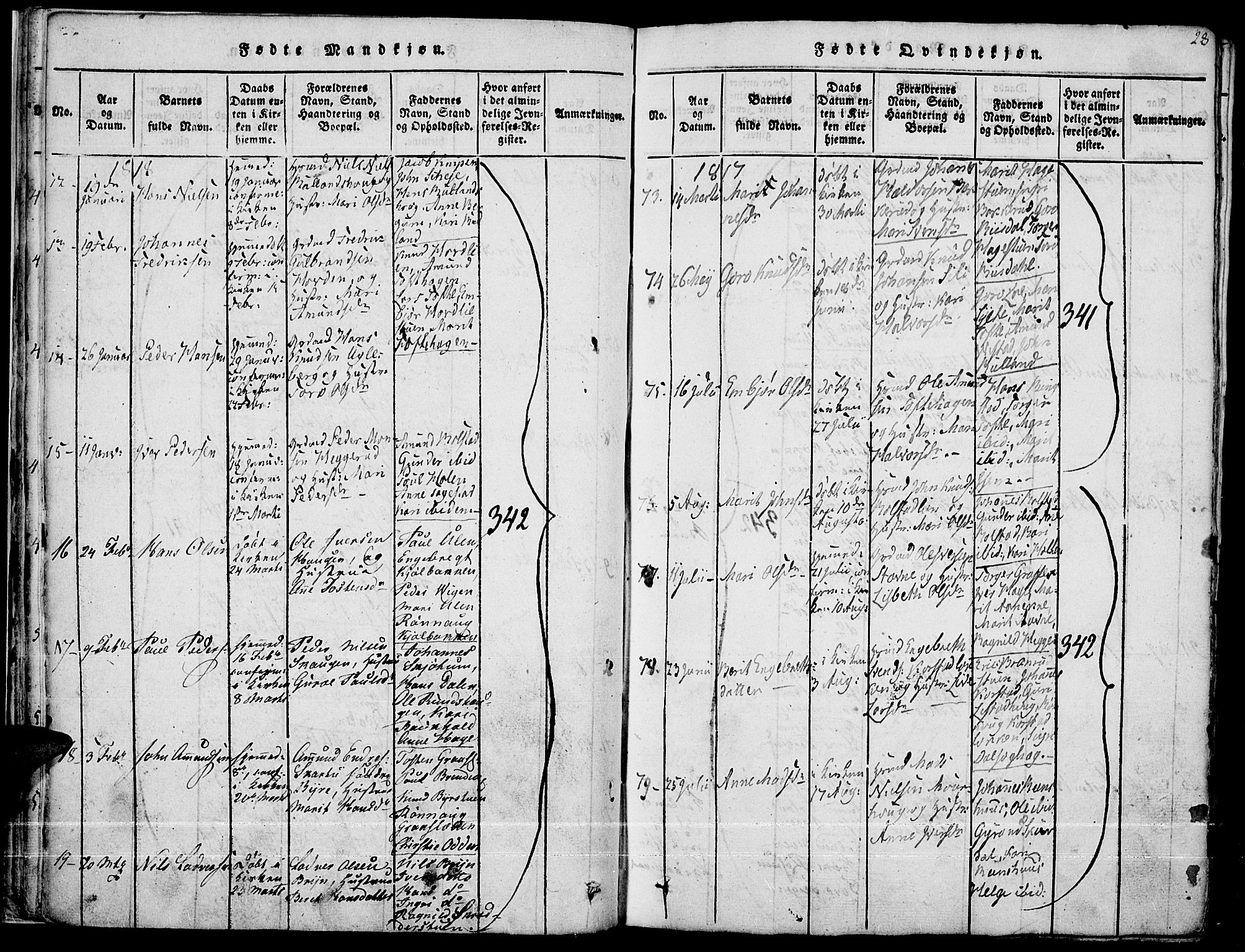 Fron prestekontor, AV/SAH-PREST-078/H/Ha/Haa/L0002: Parish register (official) no. 2, 1816-1827, p. 28