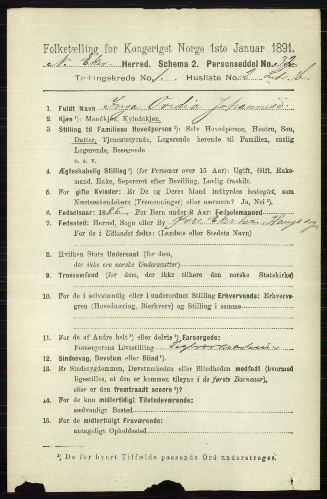 RA, 1891 census for 0625 Nedre Eiker, 1891, p. 442