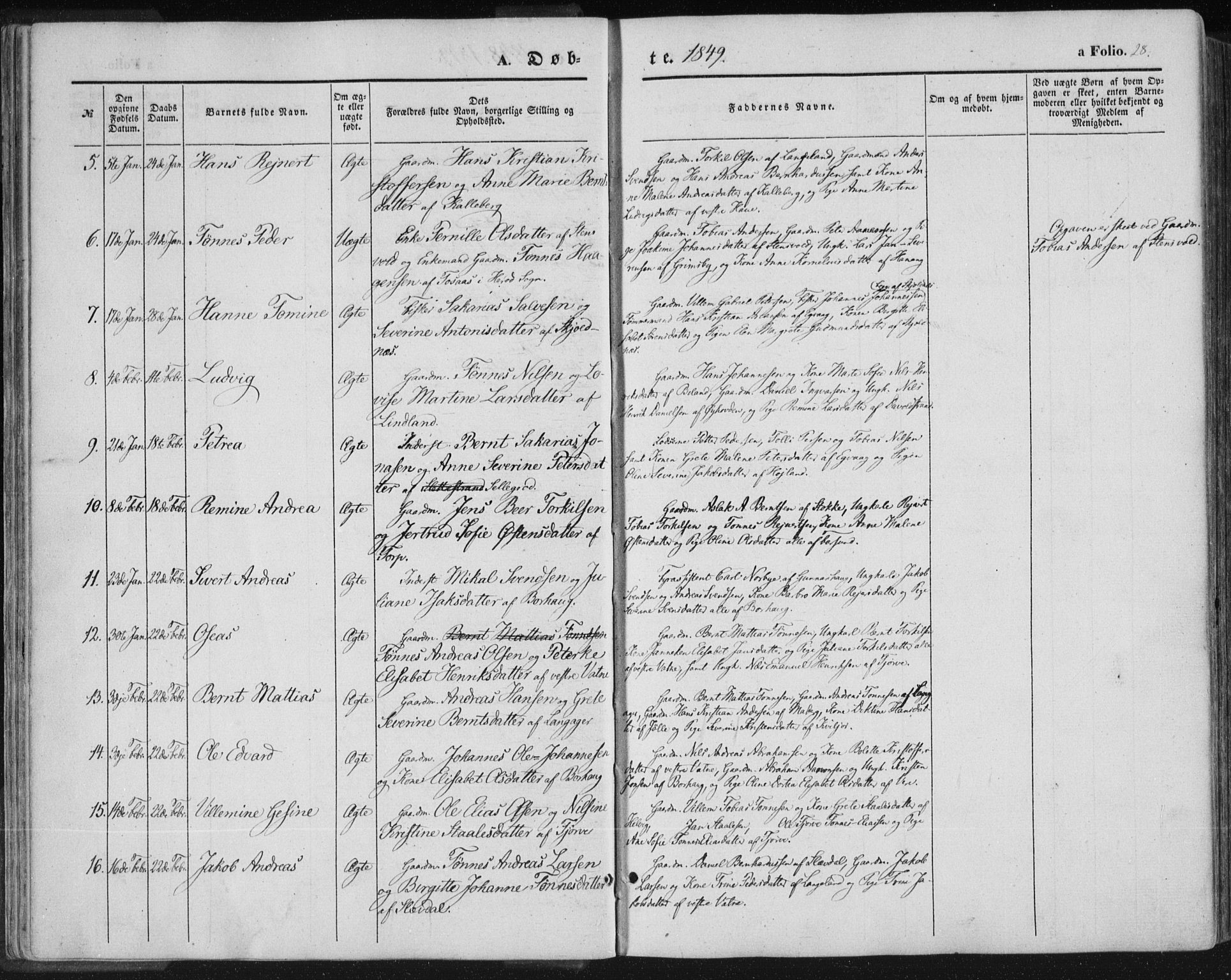 Lista sokneprestkontor, AV/SAK-1111-0027/F/Fa/L0010: Parish register (official) no. A 10, 1846-1861, p. 28