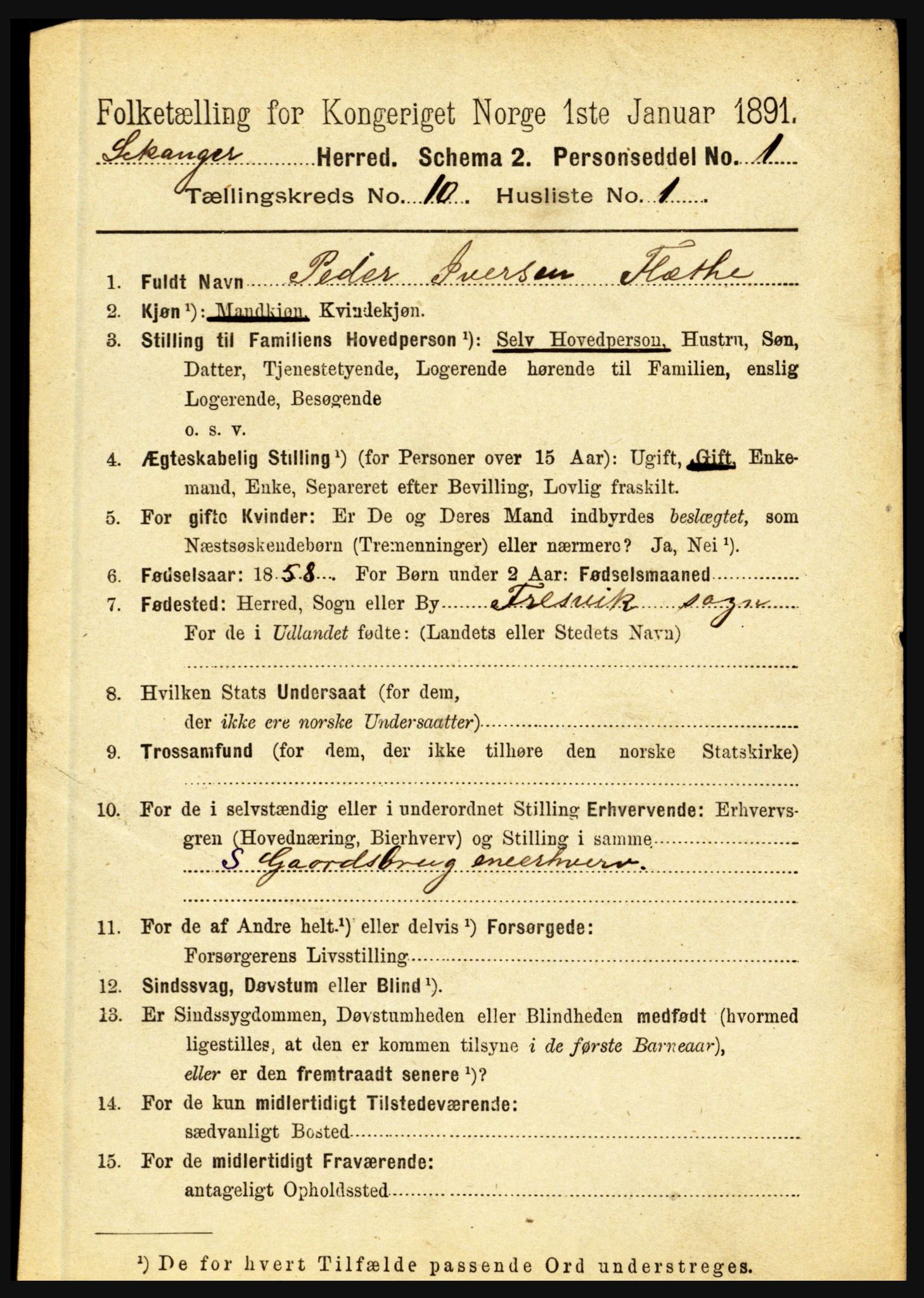 RA, 1891 census for 1419 Leikanger, 1891, p. 1814