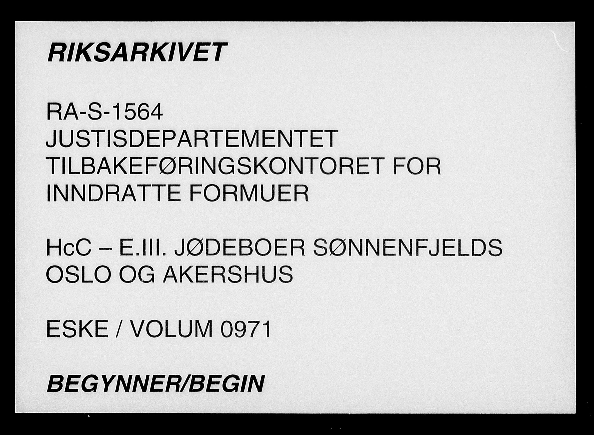 Justisdepartementet, Tilbakeføringskontoret for inndratte formuer, AV/RA-S-1564/H/Hc/Hcc/L0971: --, 1945-1947, p. 1