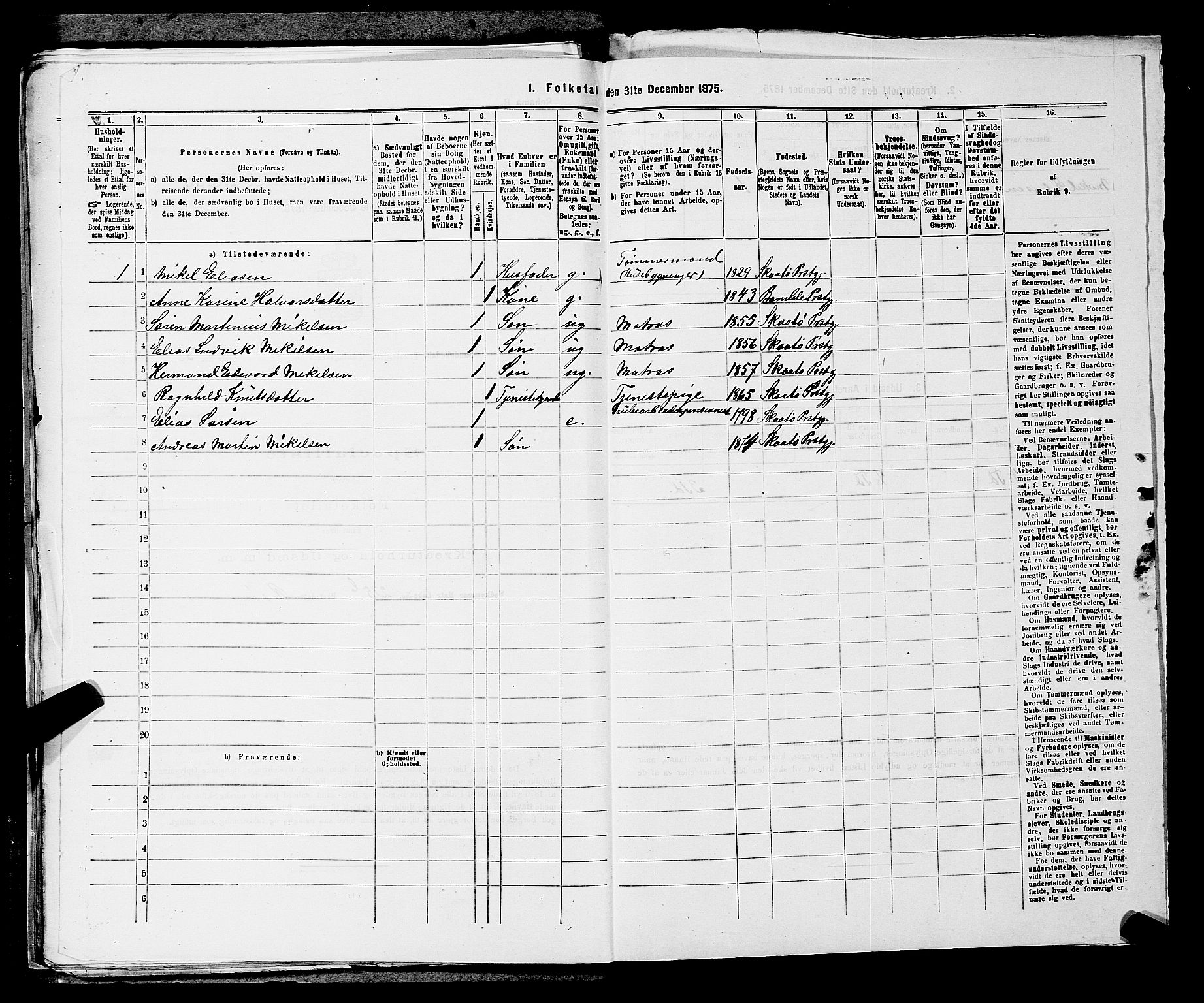 SAKO, 1875 census for 0816P Sannidal, 1875, p. 1910