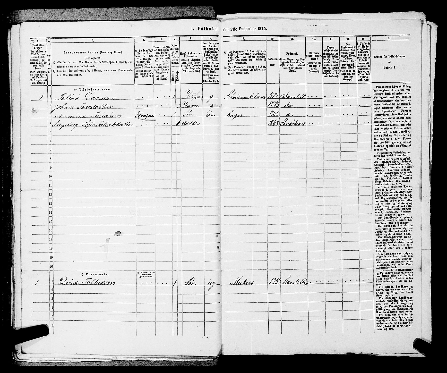 SAKO, 1875 census for 0816P Sannidal, 1875, p. 1725