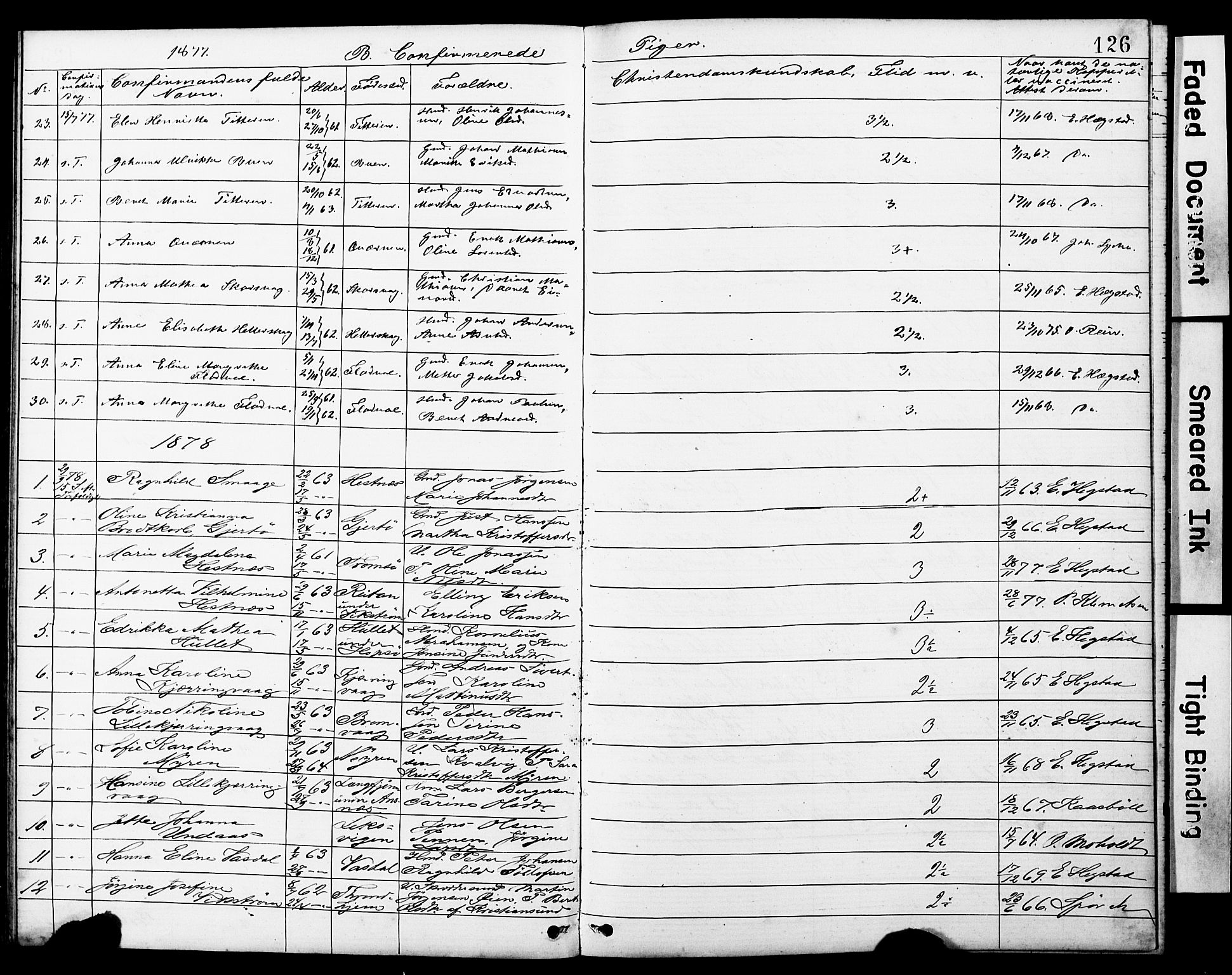 Ministerialprotokoller, klokkerbøker og fødselsregistre - Sør-Trøndelag, SAT/A-1456/634/L0541: Parish register (copy) no. 634C03, 1874-1891, p. 126