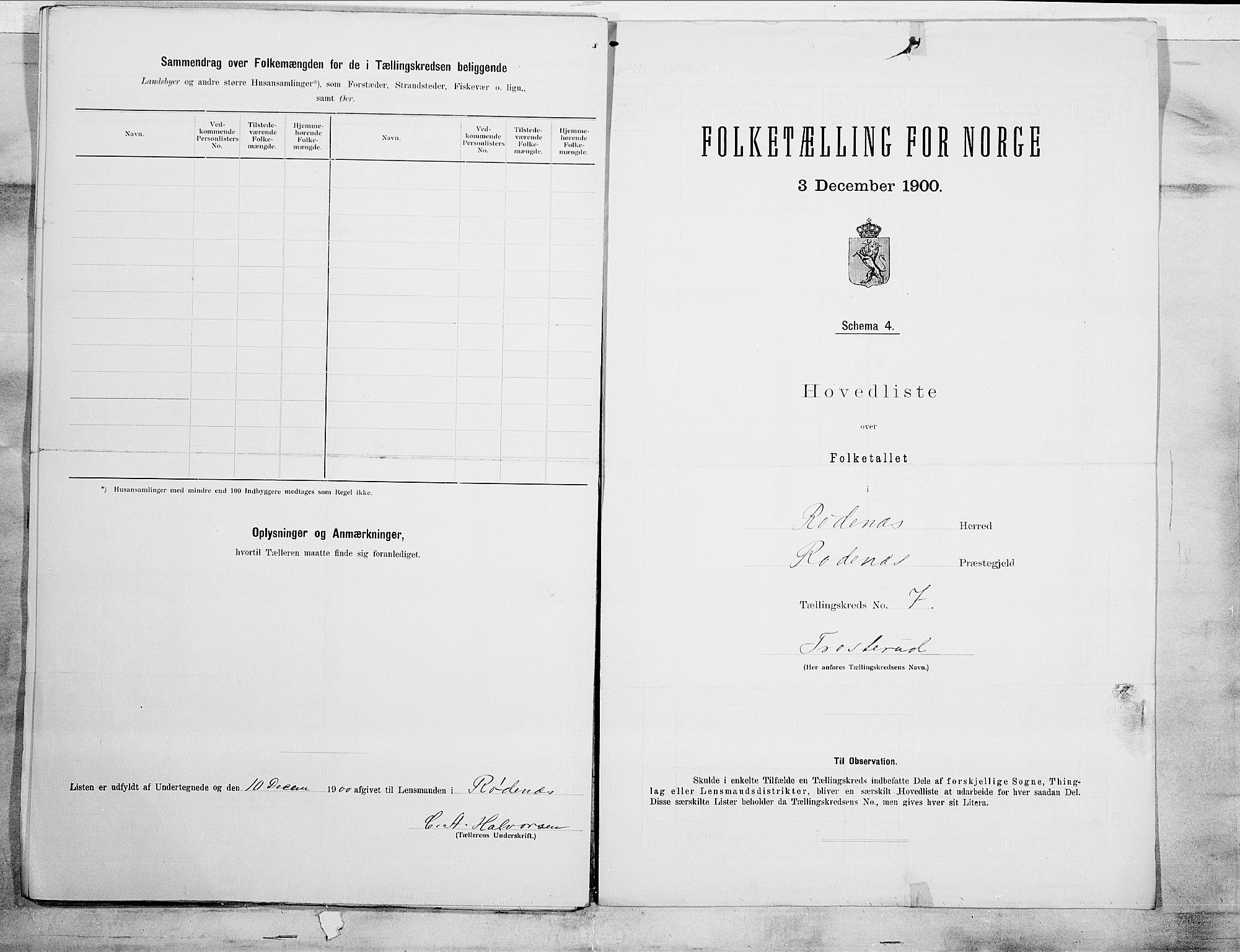 SAO, 1900 census for Rødenes, 1900, p. 16