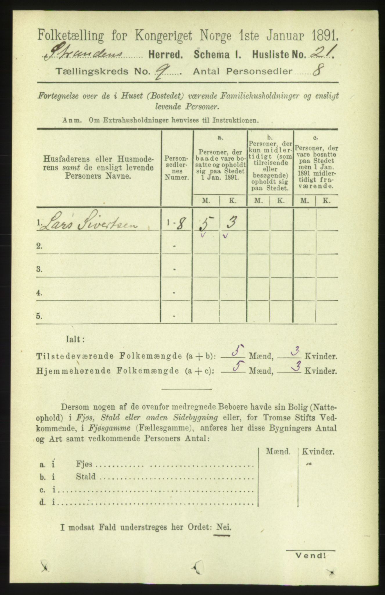 RA, 1891 census for 1525 Stranda, 1891, p. 2188