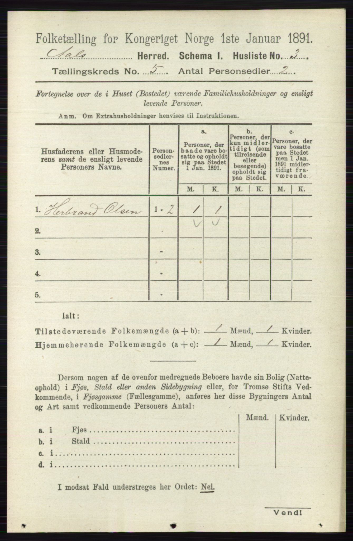 RA, 1891 census for 0619 Ål, 1891, p. 1338