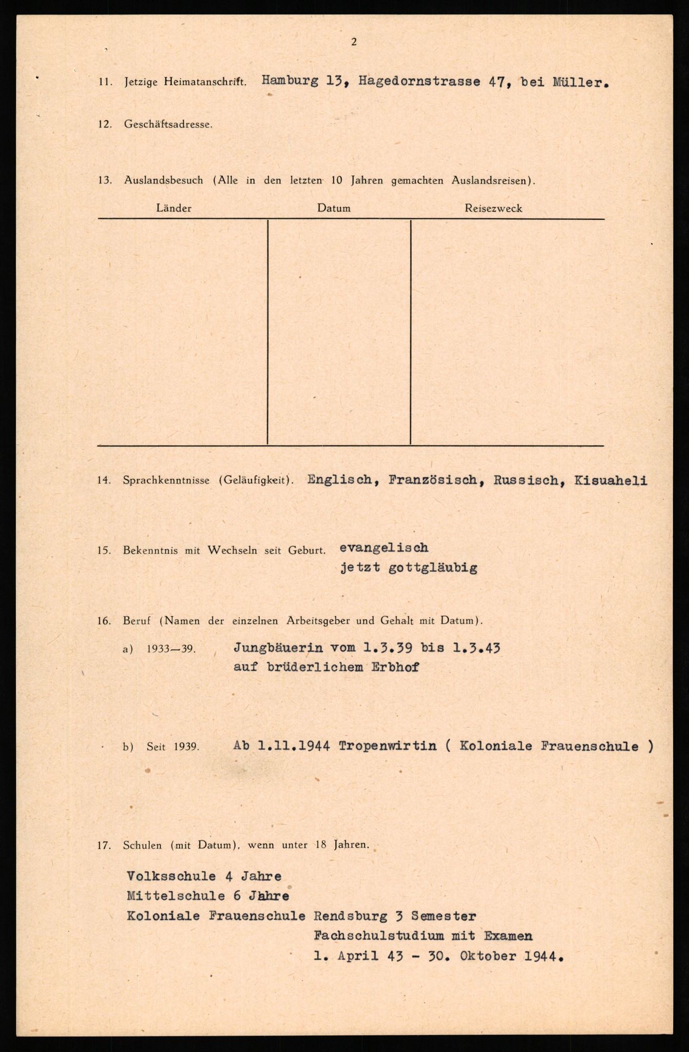 Forsvaret, Forsvarets overkommando II, AV/RA-RAFA-3915/D/Db/L0034: CI Questionaires. Tyske okkupasjonsstyrker i Norge. Tyskere., 1945-1946, p. 253