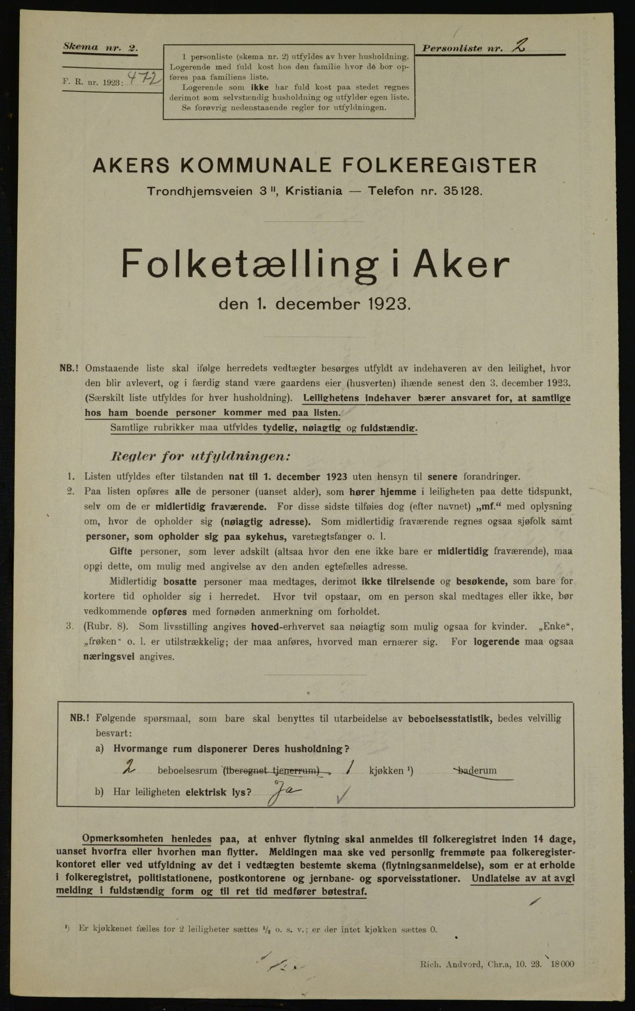 , Municipal Census 1923 for Aker, 1923, p. 39540