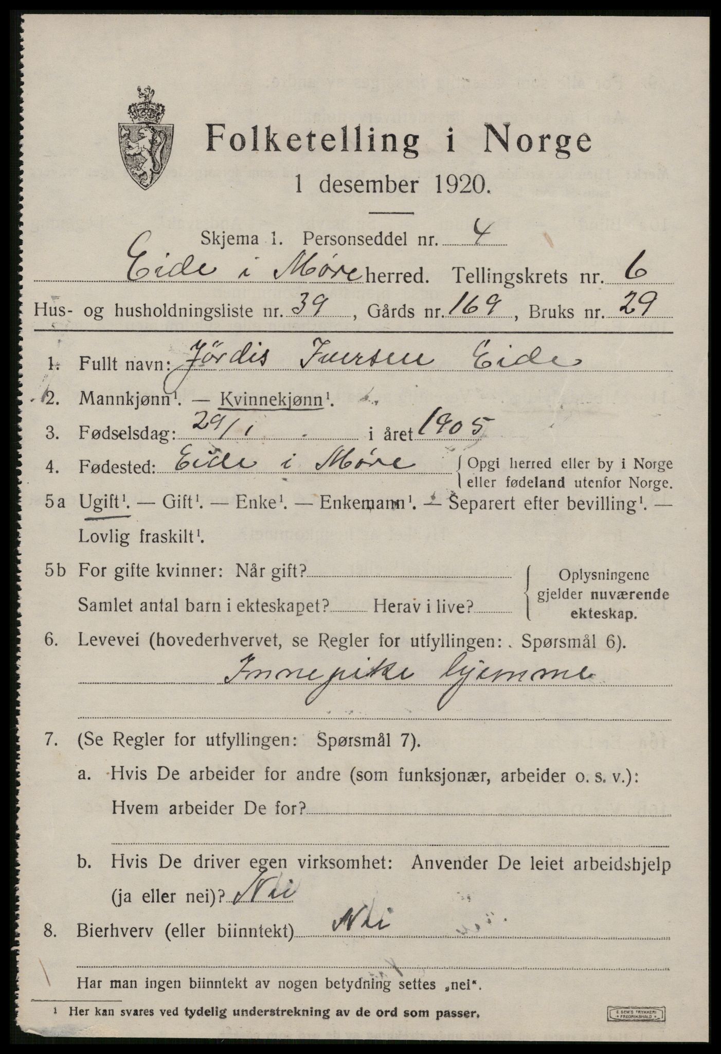 SAT, 1920 census for Eid (MR), 1920, p. 3272