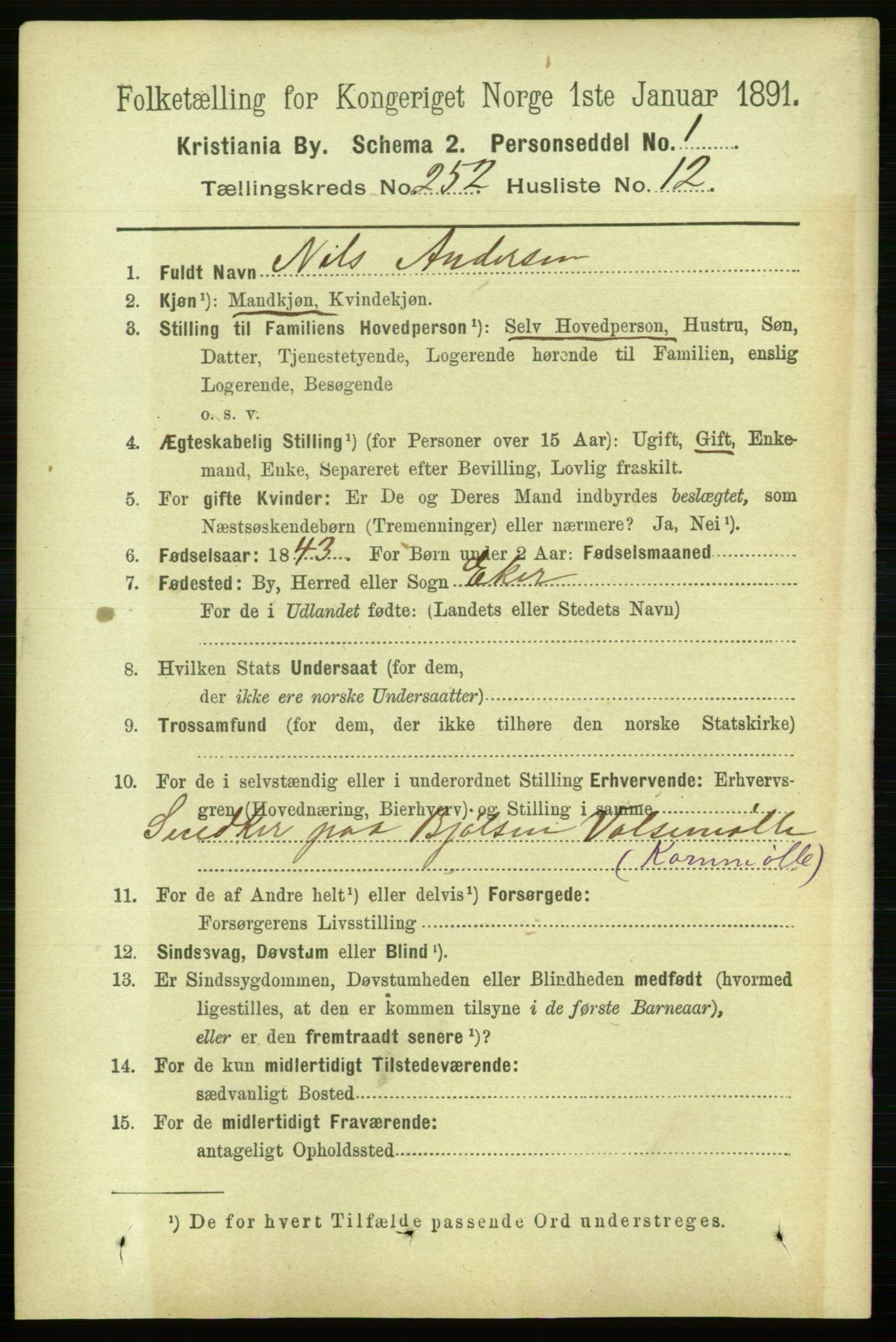 RA, 1891 census for 0301 Kristiania, 1891, p. 153602