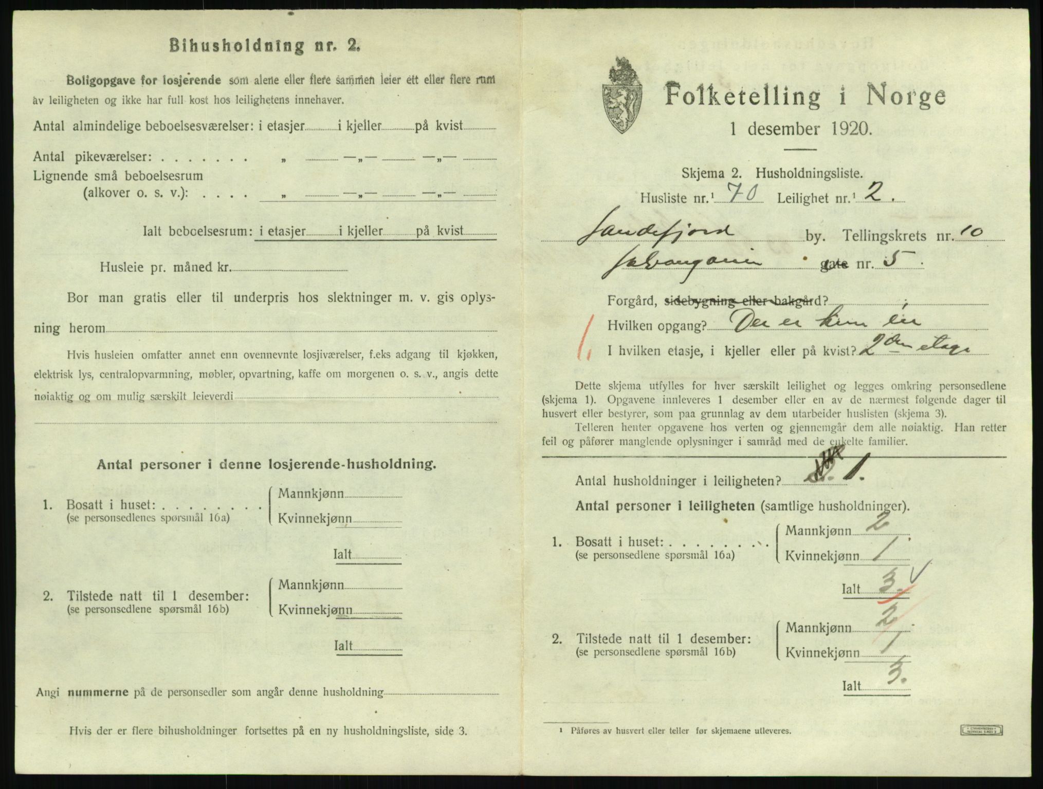 SAKO, 1920 census for Sandefjord, 1920, p. 4168