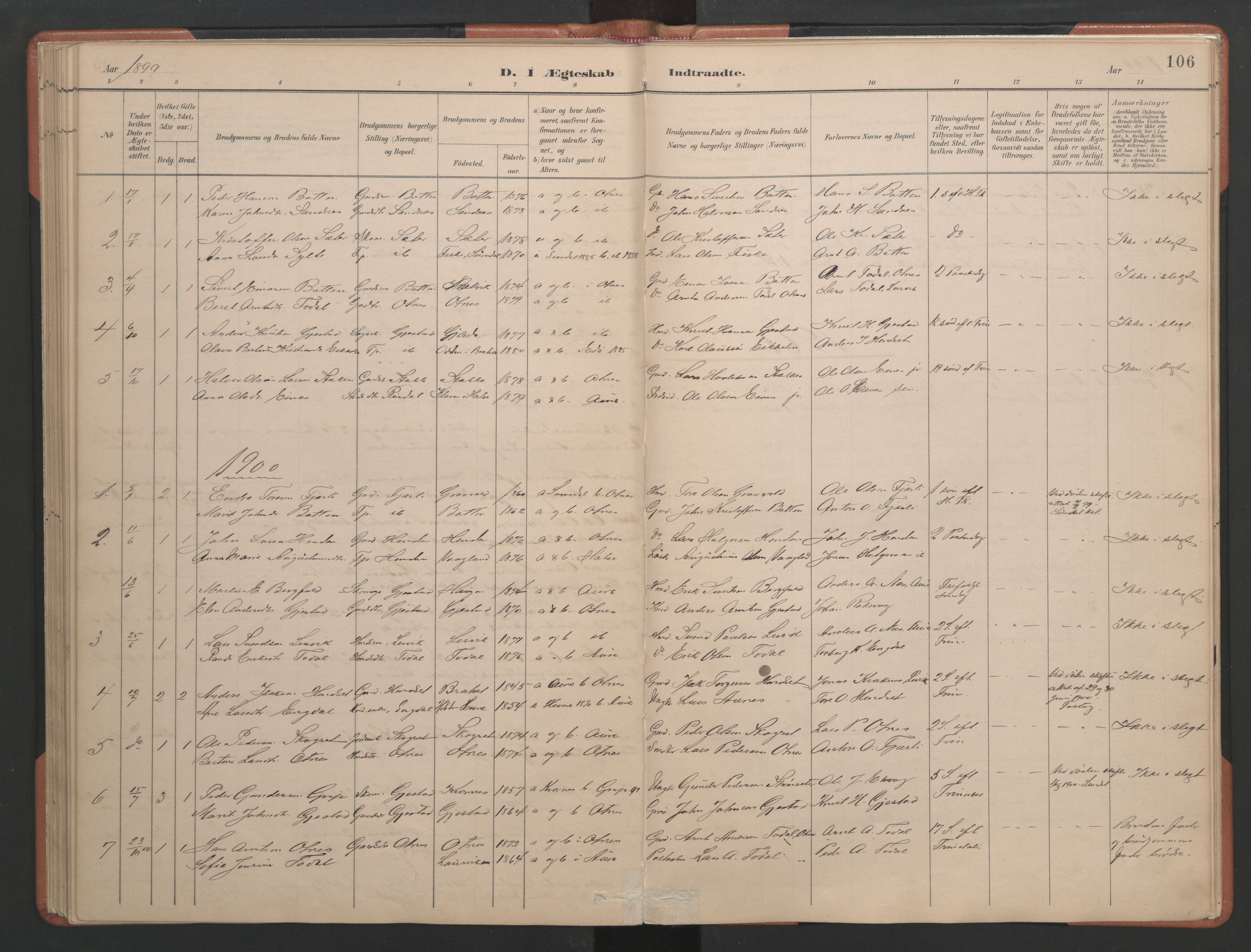 Ministerialprotokoller, klokkerbøker og fødselsregistre - Møre og Romsdal, AV/SAT-A-1454/580/L0926: Parish register (copy) no. 580C01, 1882-1903, p. 106