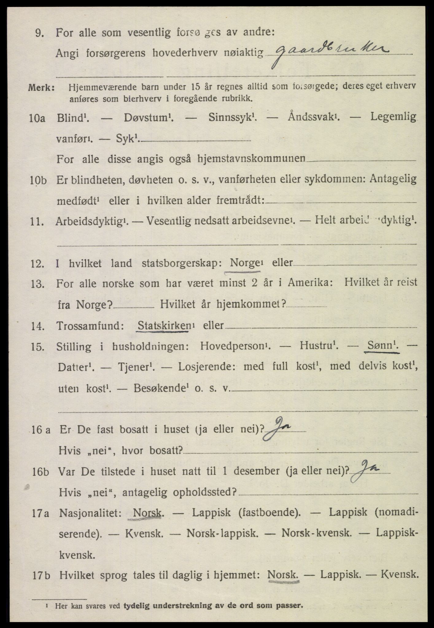 SAT, 1920 census for Ogndal, 1920, p. 2274