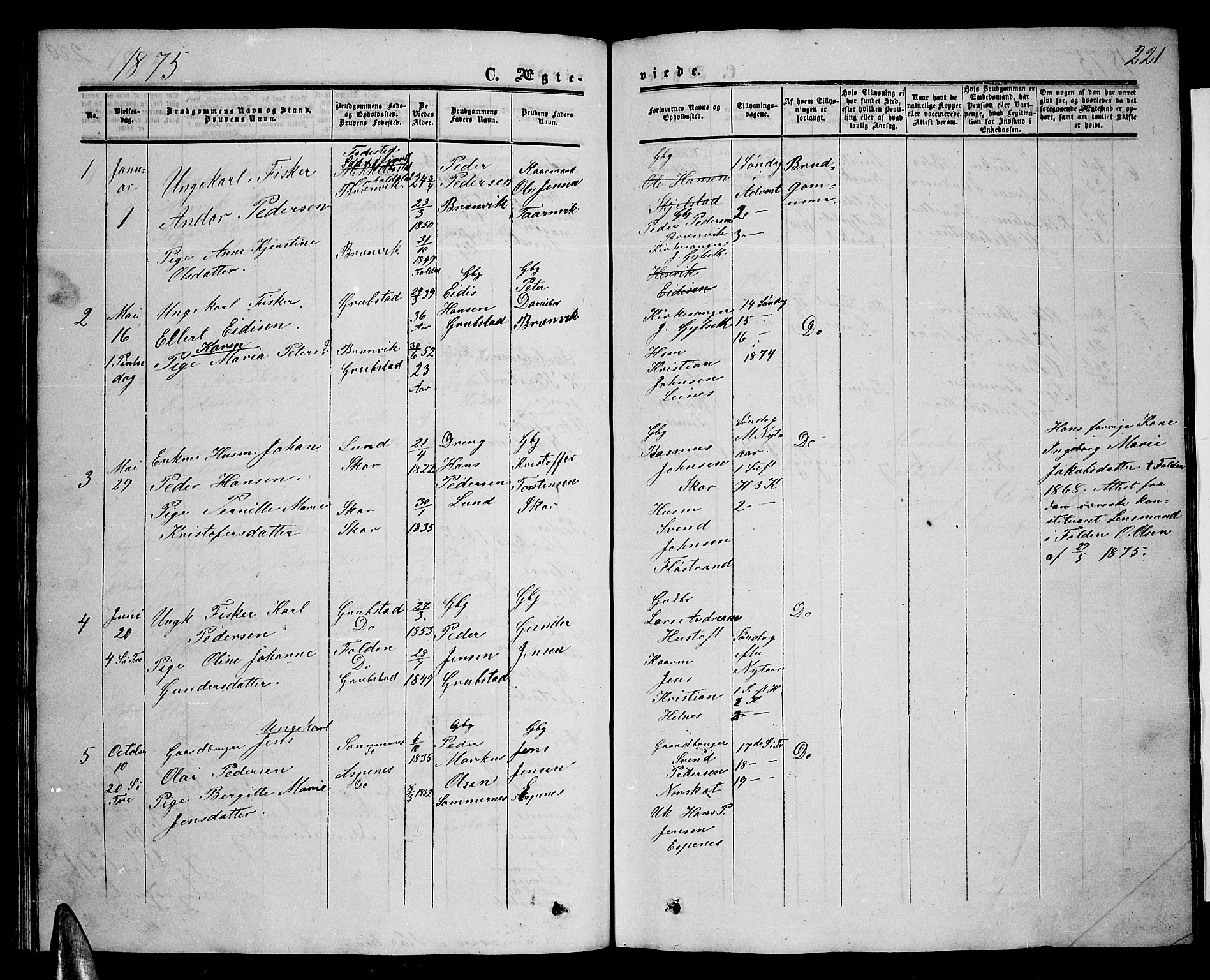 Ministerialprotokoller, klokkerbøker og fødselsregistre - Nordland, SAT/A-1459/857/L0827: Parish register (copy) no. 857C02, 1852-1879, p. 221