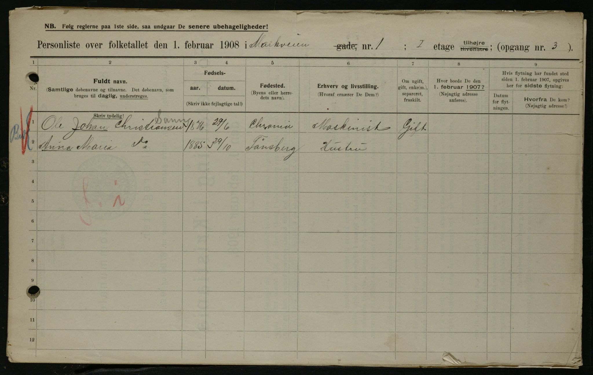 OBA, Municipal Census 1908 for Kristiania, 1908, p. 56430