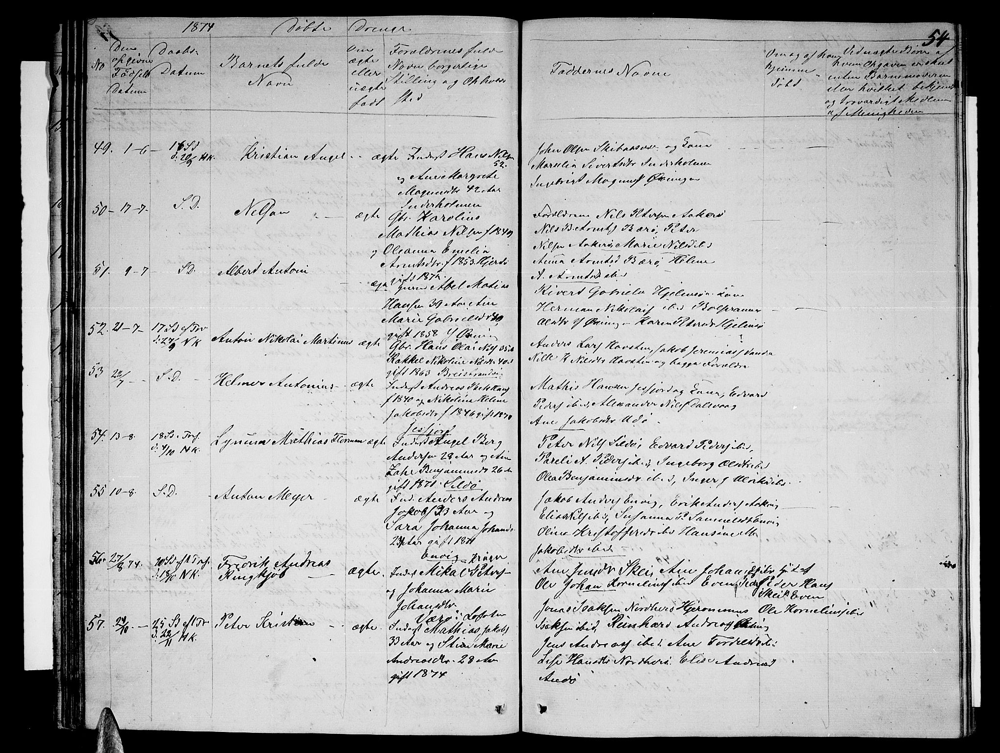 Ministerialprotokoller, klokkerbøker og fødselsregistre - Nordland, AV/SAT-A-1459/834/L0512: Parish register (copy) no. 834C03, 1862-1877, p. 54