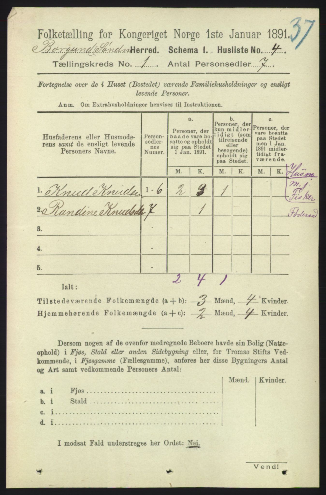 RA, 1891 census for 1531 Borgund, 1891, p. 64