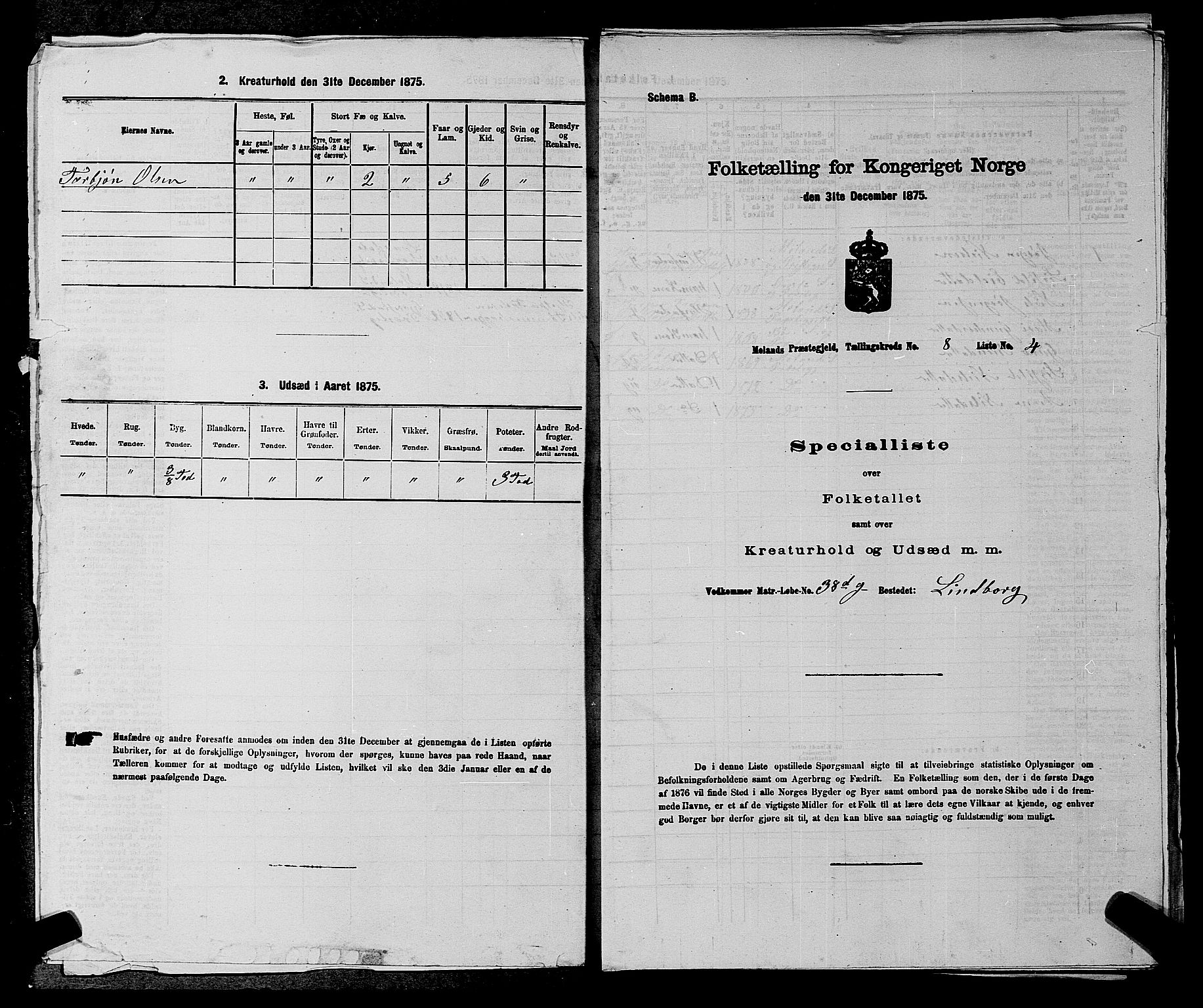 SAKO, 1875 census for 0831P Moland, 1875, p. 719