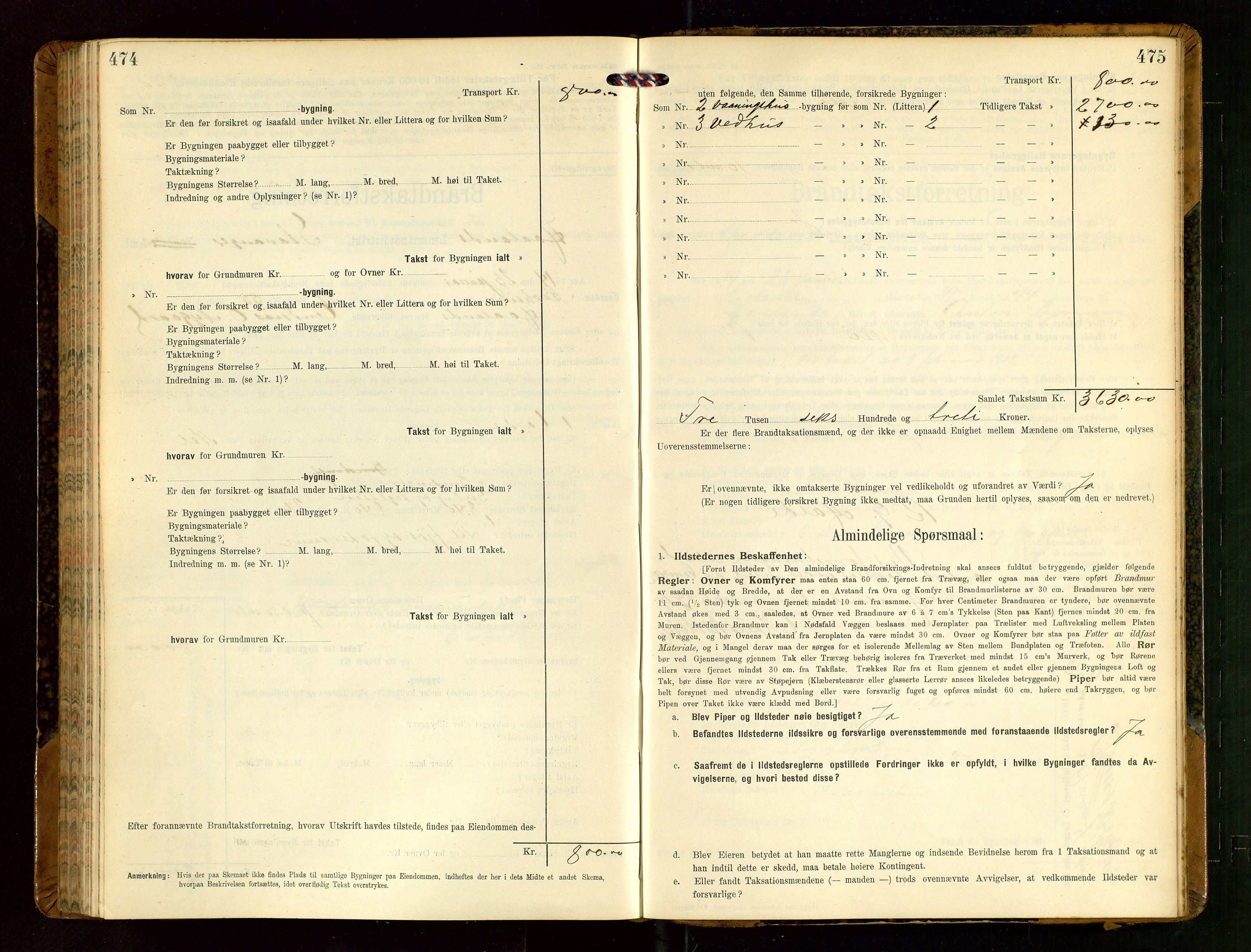 Håland lensmannskontor, AV/SAST-A-100100/Gob/L0004: Branntakstprotokoll - skjematakst. Register i boken., 1913-1915, p. 474-475