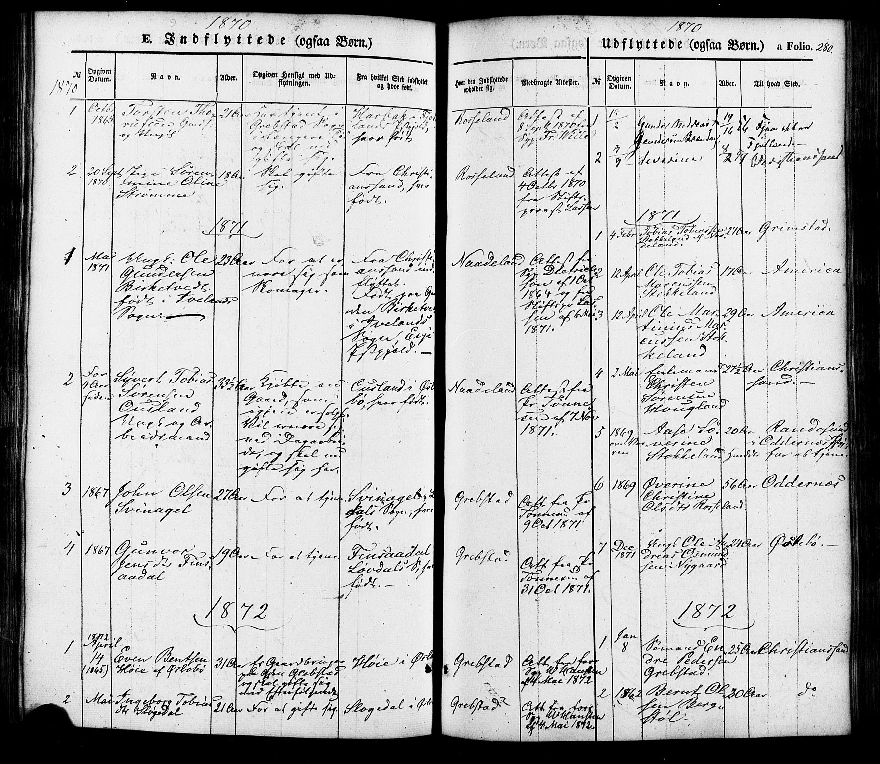 Søgne sokneprestkontor, AV/SAK-1111-0037/F/Fa/Faa/L0002: Parish register (official) no. A 2, 1854-1882, p. 280