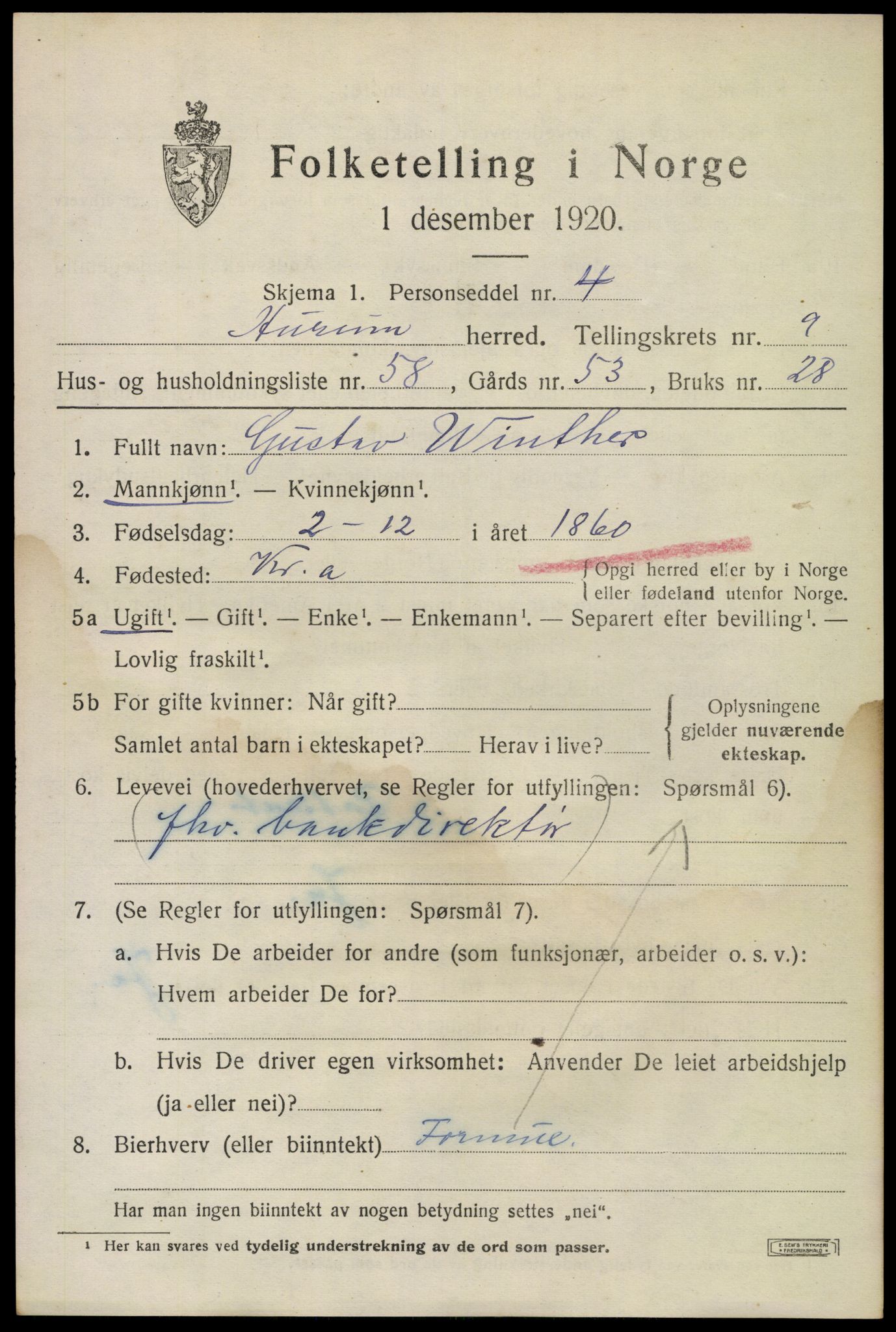 SAKO, 1920 census for Hurum, 1920, p. 12642