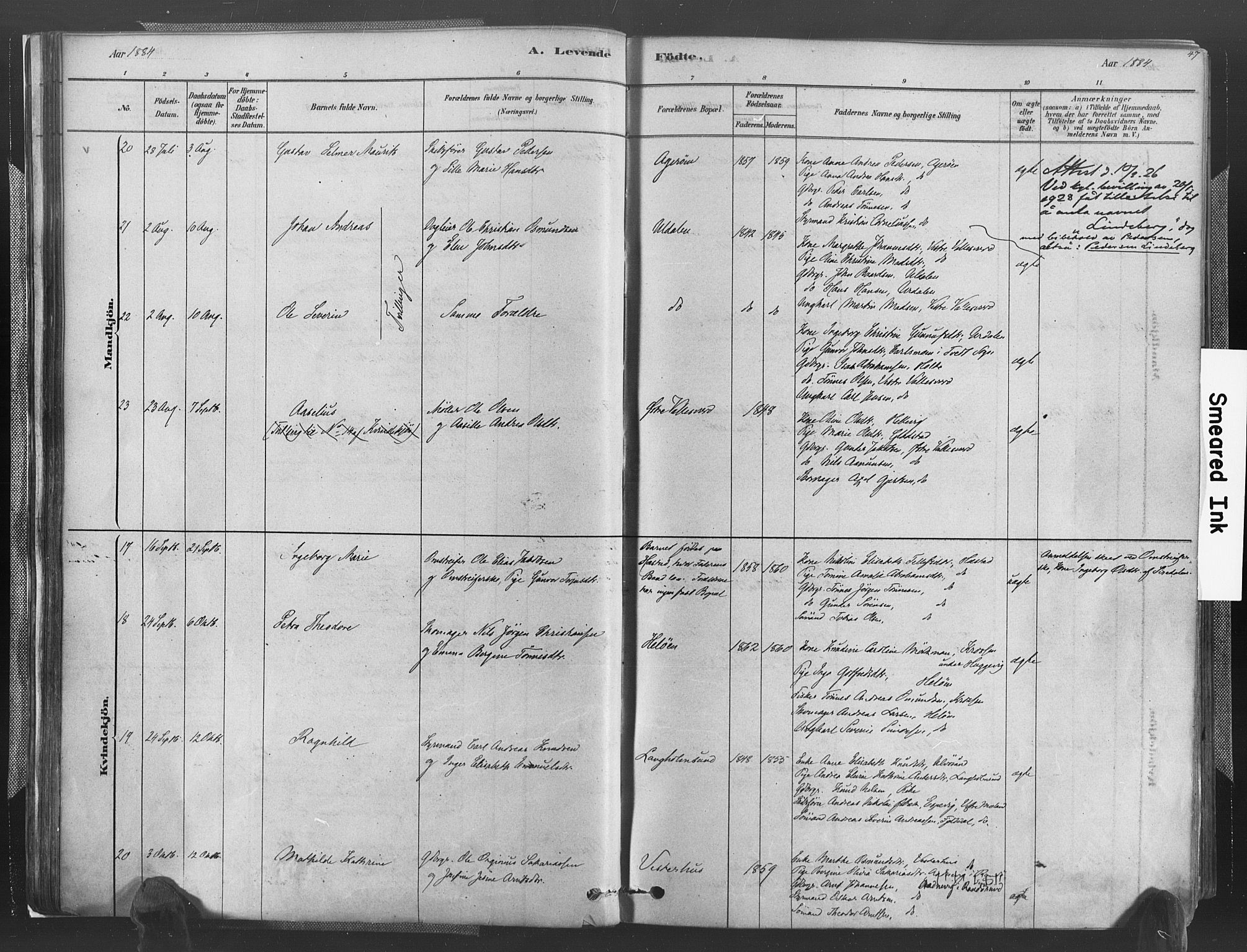 Høvåg sokneprestkontor, AV/SAK-1111-0025/F/Fa/L0005: Parish register (official) no. A 5, 1878-1893, p. 47