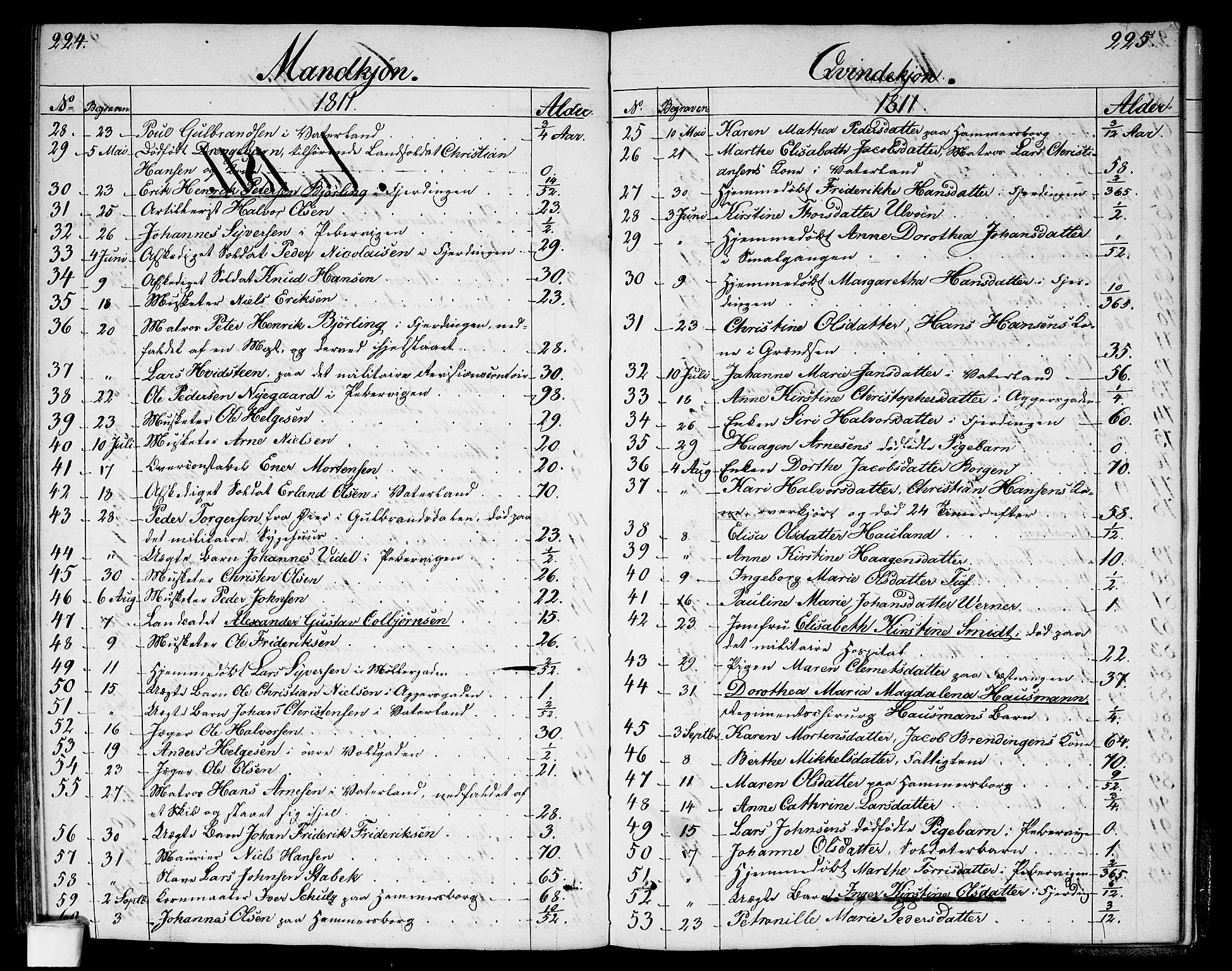 Garnisonsmenigheten Kirkebøker, SAO/A-10846/G/Ga/L0002: Parish register (copy) no. 2, 1810-1814, p. 224-225