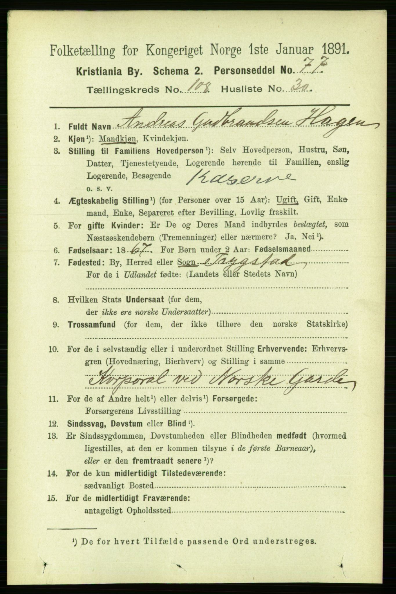 RA, 1891 census for 0301 Kristiania, 1891, p. 56330